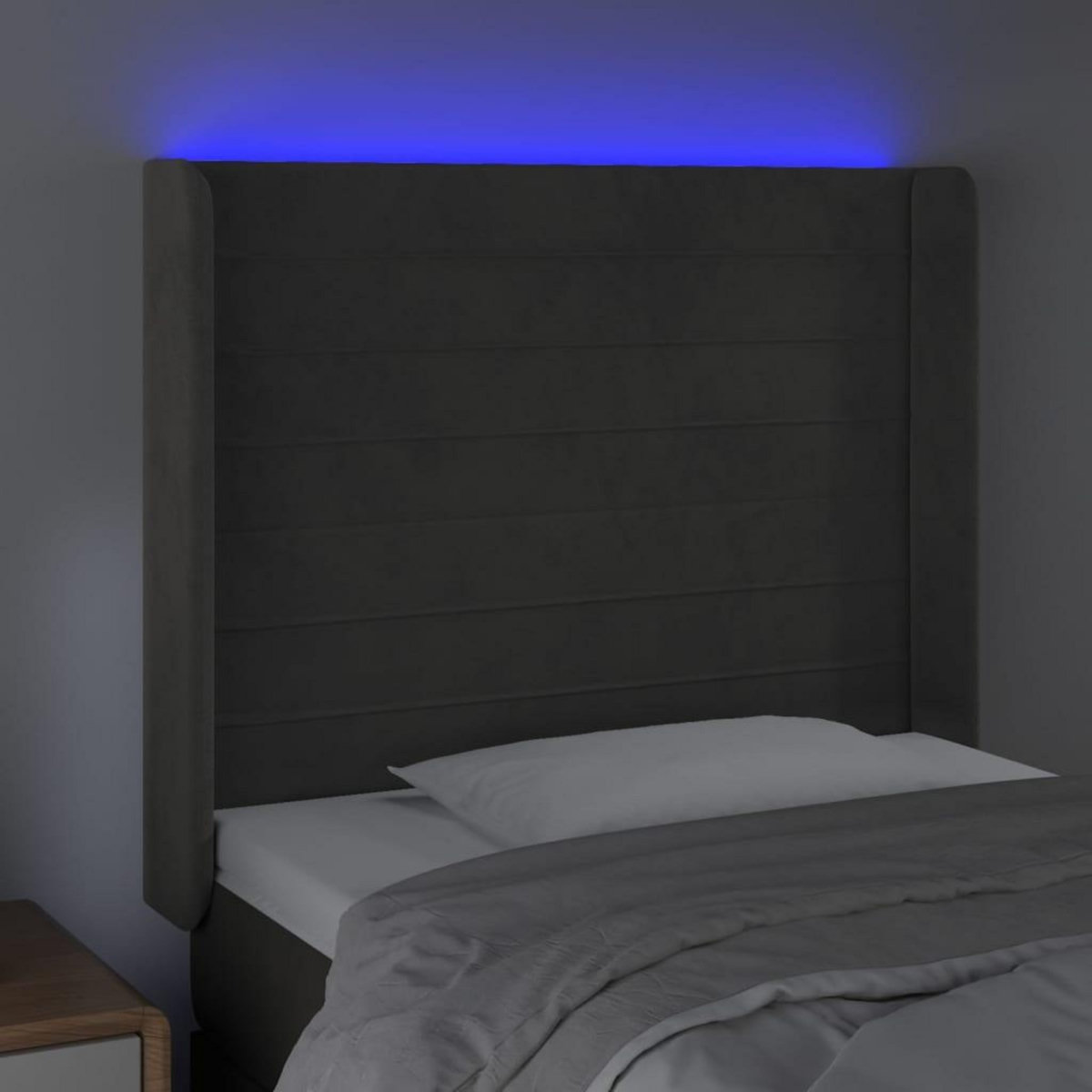VIDAXL Tete de lit a LED Gris fonce 93x16x118/128 cm Velours