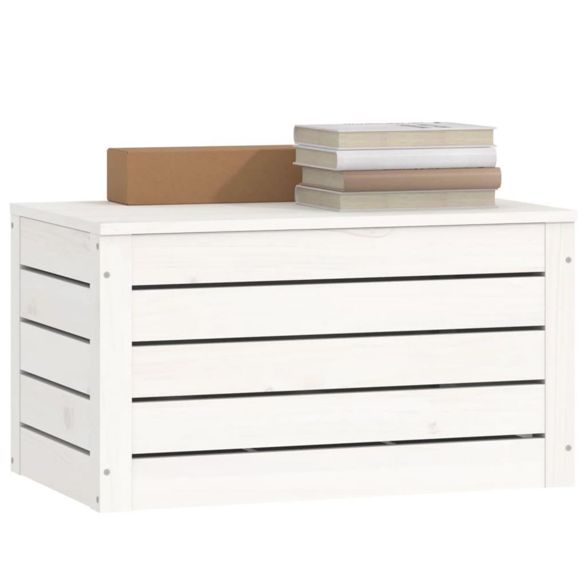 VIDAXL Boîte de rangement Blanc 59,5x36,5x33 cm Bois massif de pin