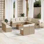 VIDAXL Salon de jardin avec coussins 12 pcs beige resine tressee