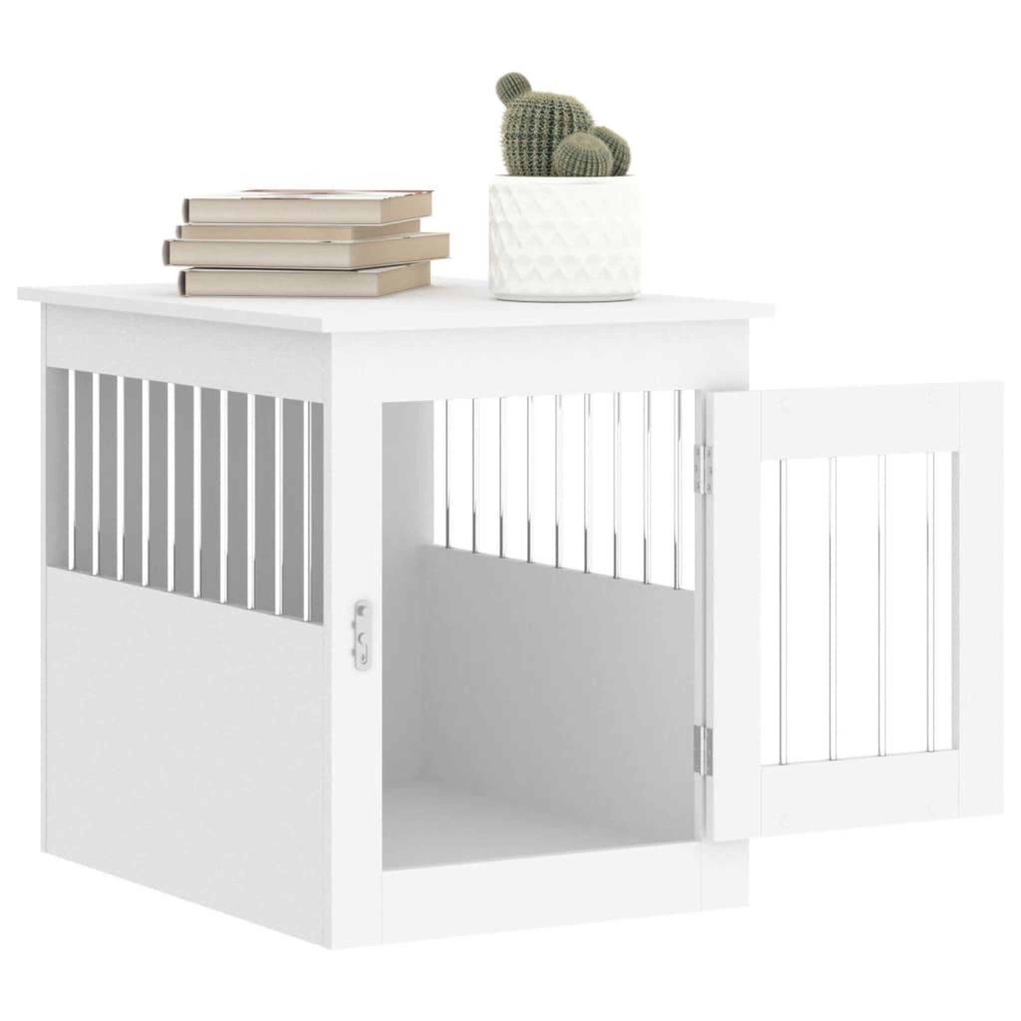 Voir la diapositive 5 : VIDAXL Meuble de cage pour chiens blanc 55x75x65 cm bois d'ingenierie