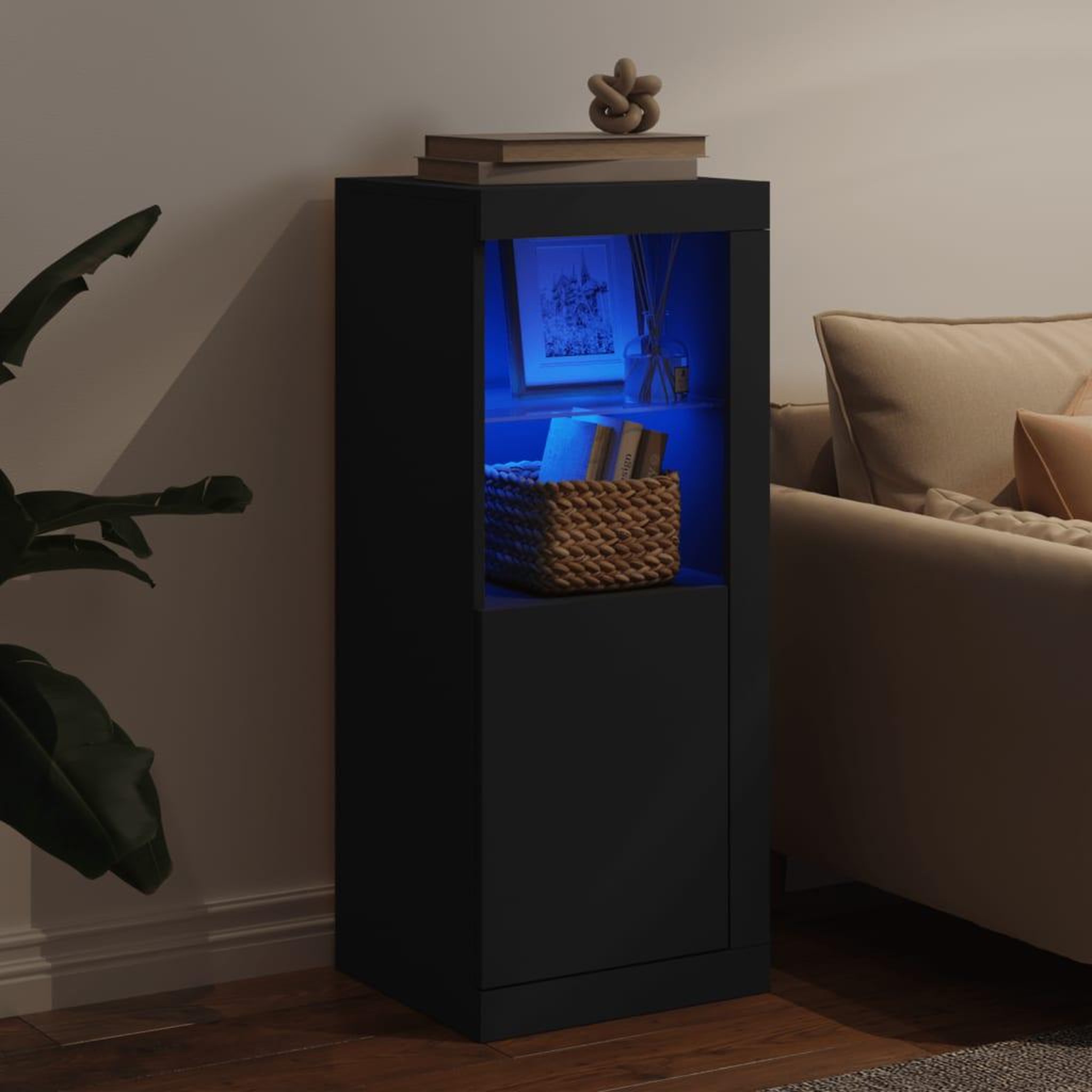 Voir la diapositive 4 : VIDAXL Buffet avec lumieres LED noir 41x37x100 cm