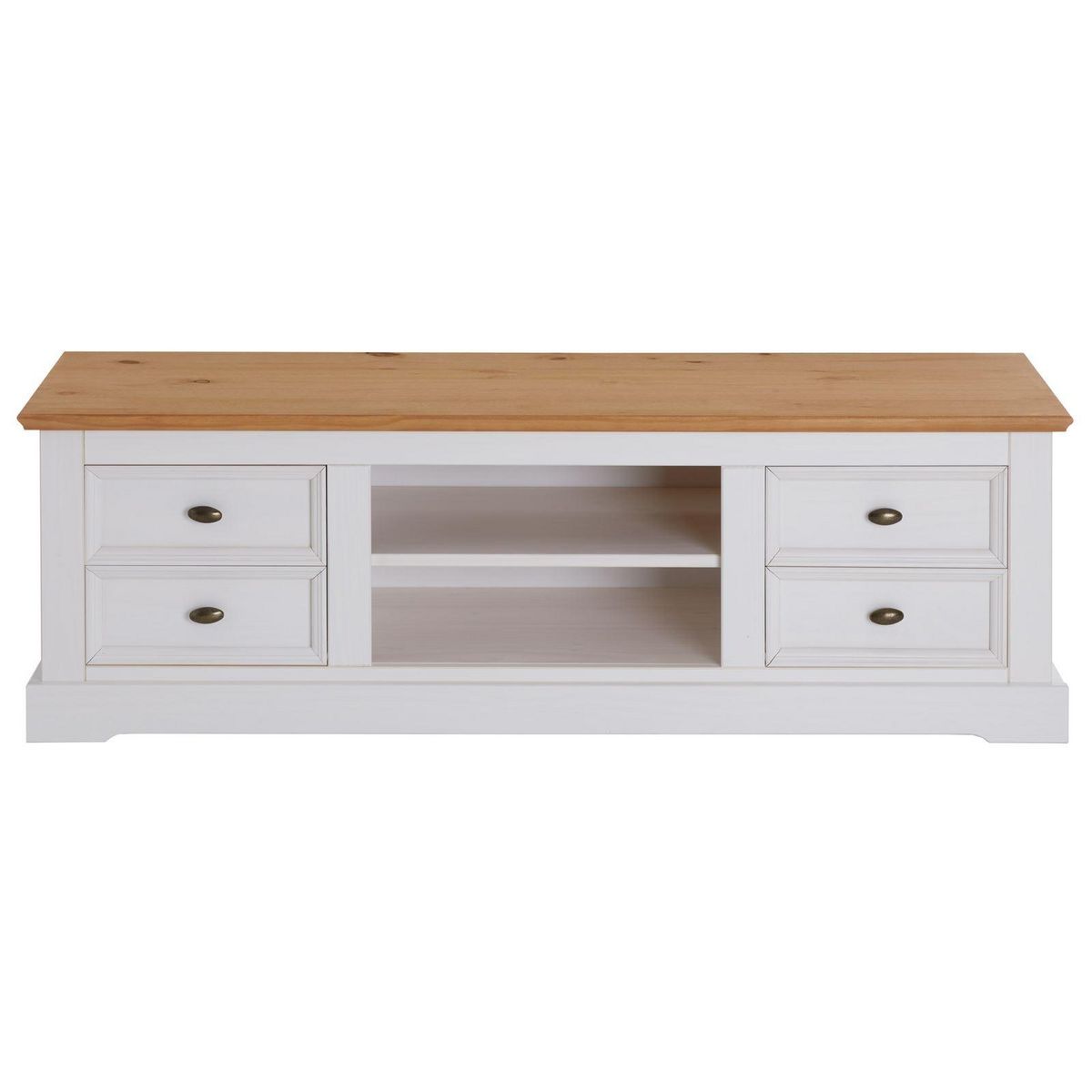 IDIMEX Meuble TV KENT en pin massif, avec 4 tiroirs