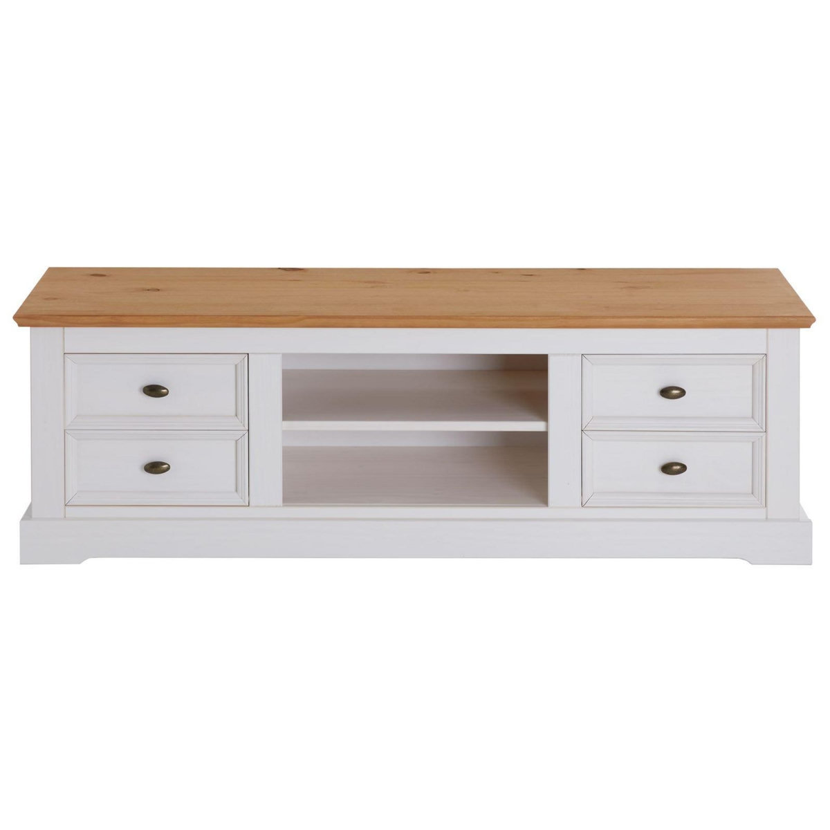 IDIMEX Meuble TV KENT en pin massif, avec 4 tiroirs