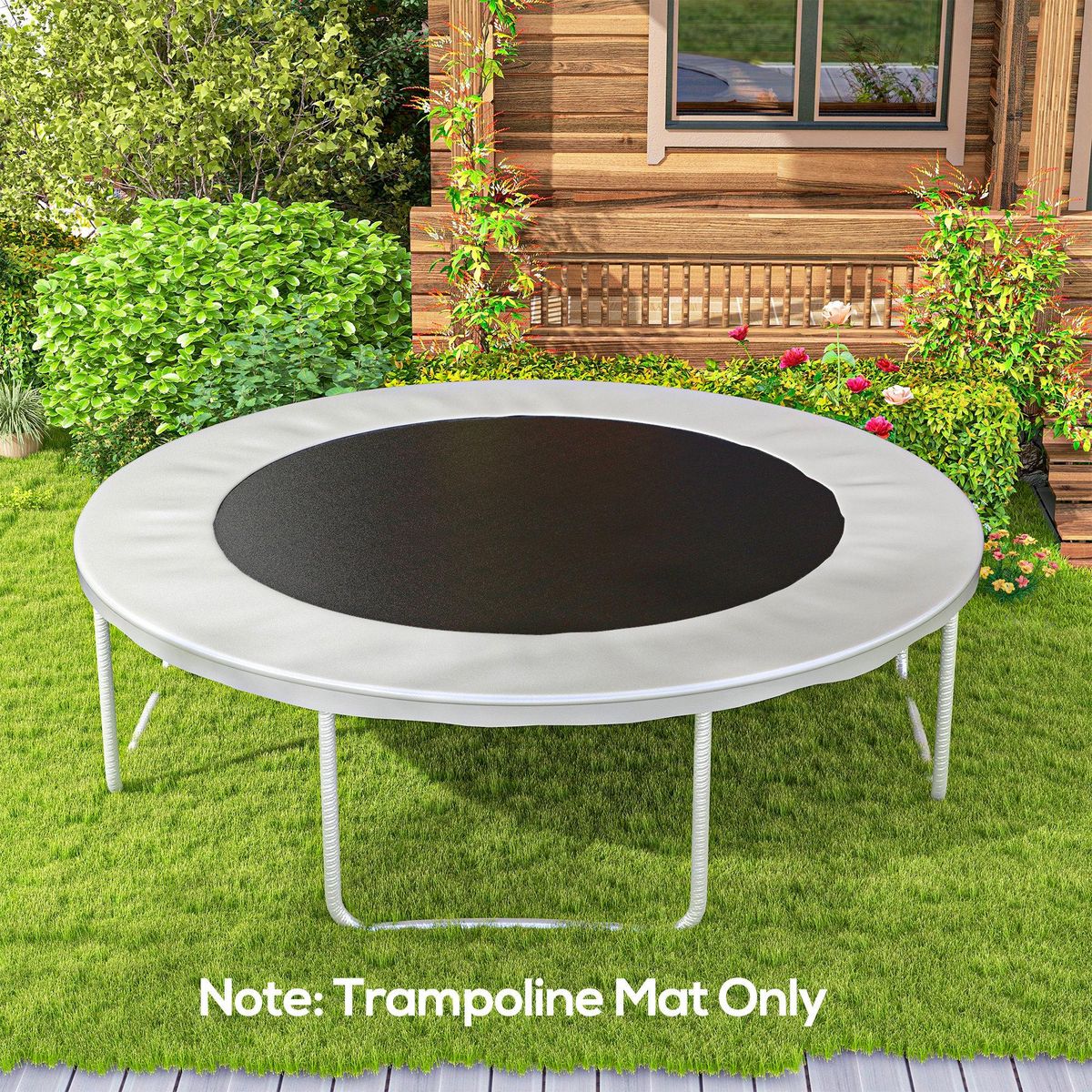 HOMCOM Tapis de rechange trampoline Ø 3,7 m ressorts 14 cm outil 72 crochets en V inclus blanc noir