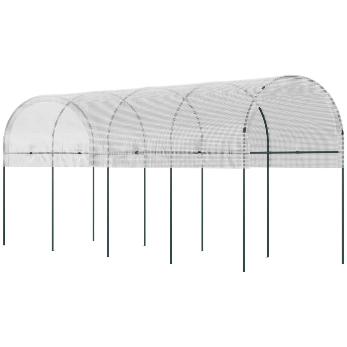 OUTSUNNY Serre de jardin serre à tomates dim. 4L x 1,2l x 1,7H m acier thermolaqué vert PE haute densité blanc