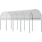 OUTSUNNY Serre de jardin serre à tomates dim. 4L x 1,2l x 1,7H m acier thermolaqué vert PE haute densité blanc