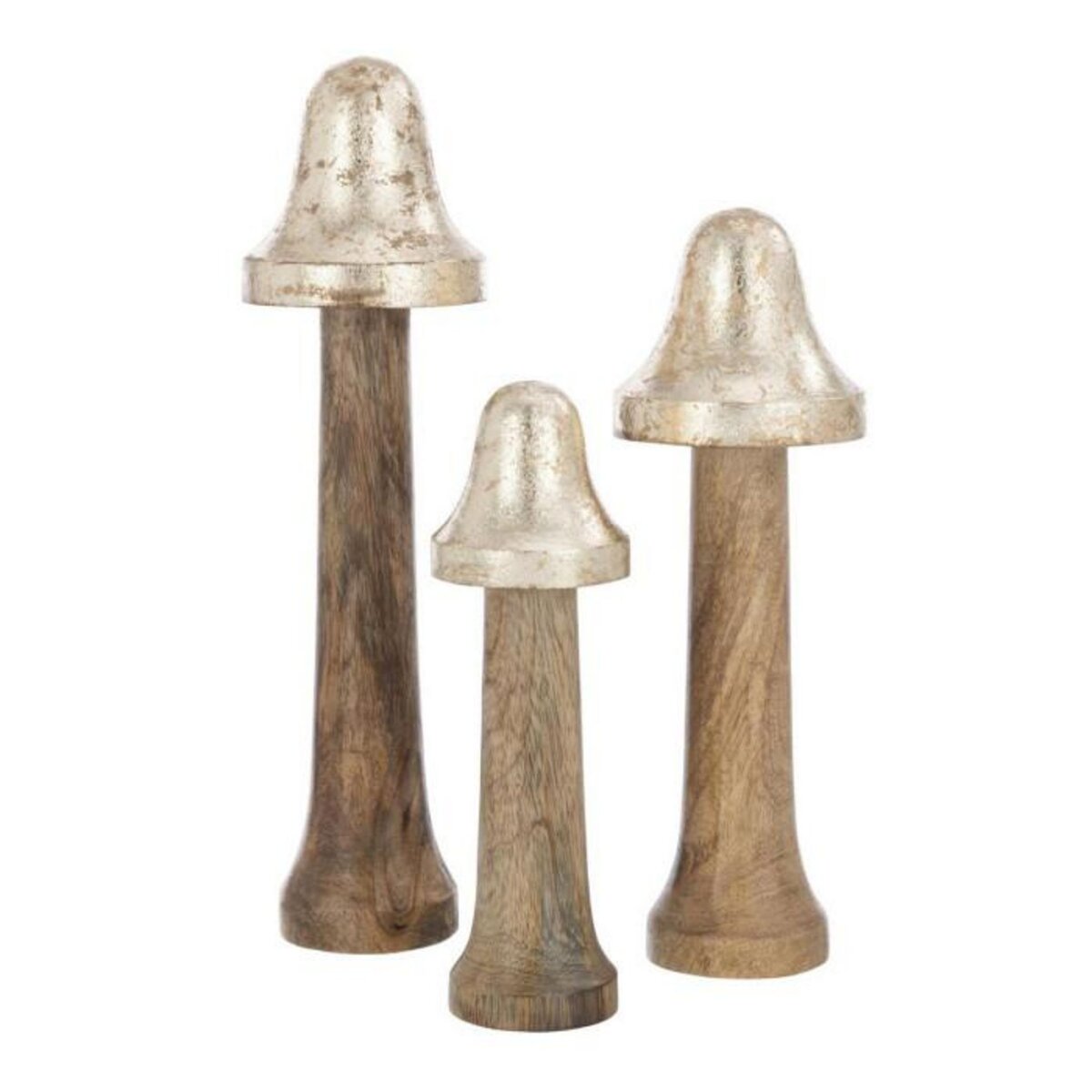 Paris Prix Lot de 3 Champignons  Fins  30cm Naturel & Or