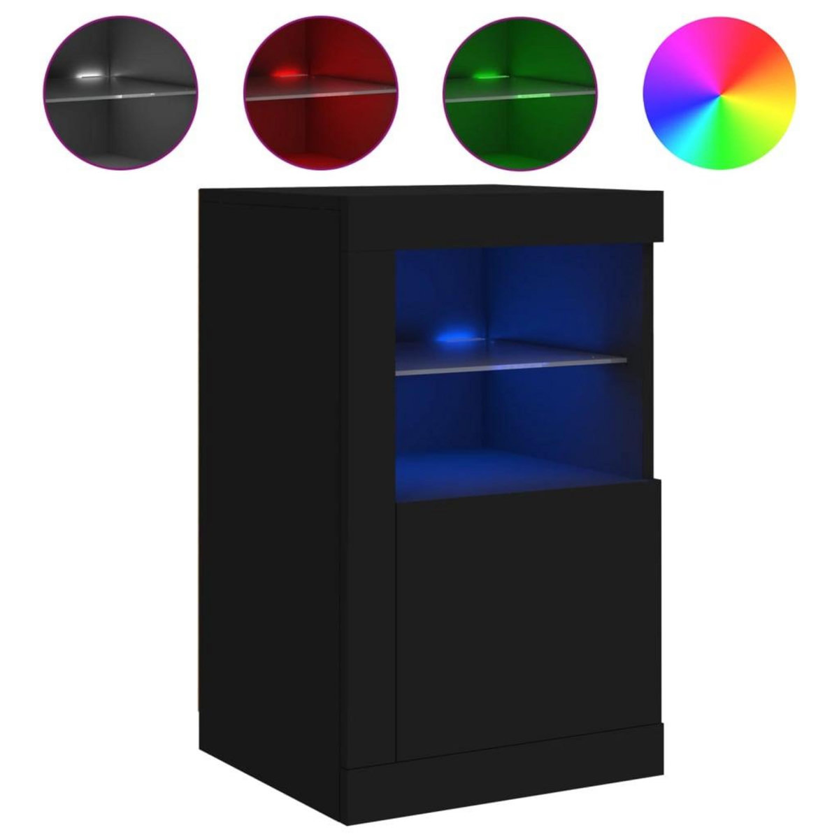 VIDAXL Armoire laterale avec lumieres LED noir bois d'ingenierie