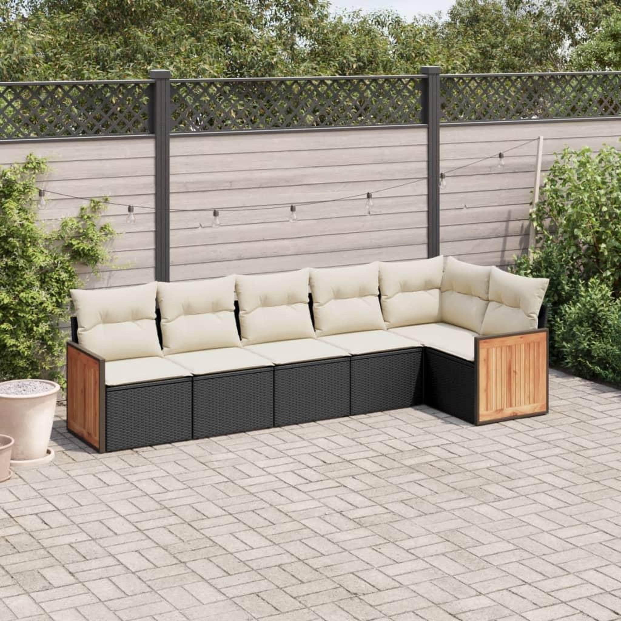 VIDAXL Salon de jardin 6 pcs avec coussins noir resine tressee
