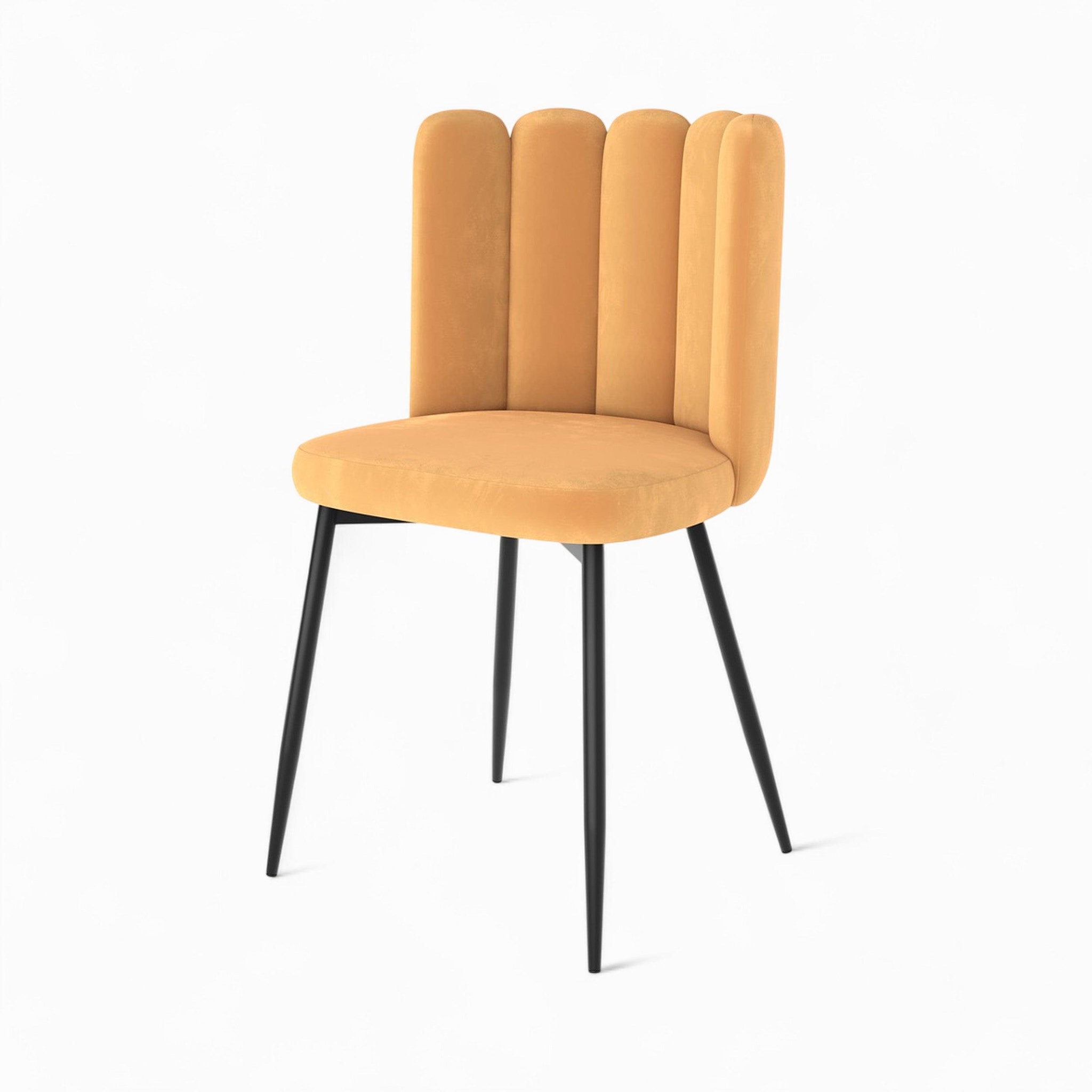 Voir la diapositive 3 : MAISON PAVANE Pack 4 chaises en velours bleu et jaune-rosy