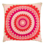 Paris Prix Coussin Déco en Coton  Spirale Fleur  45x45cm Rose