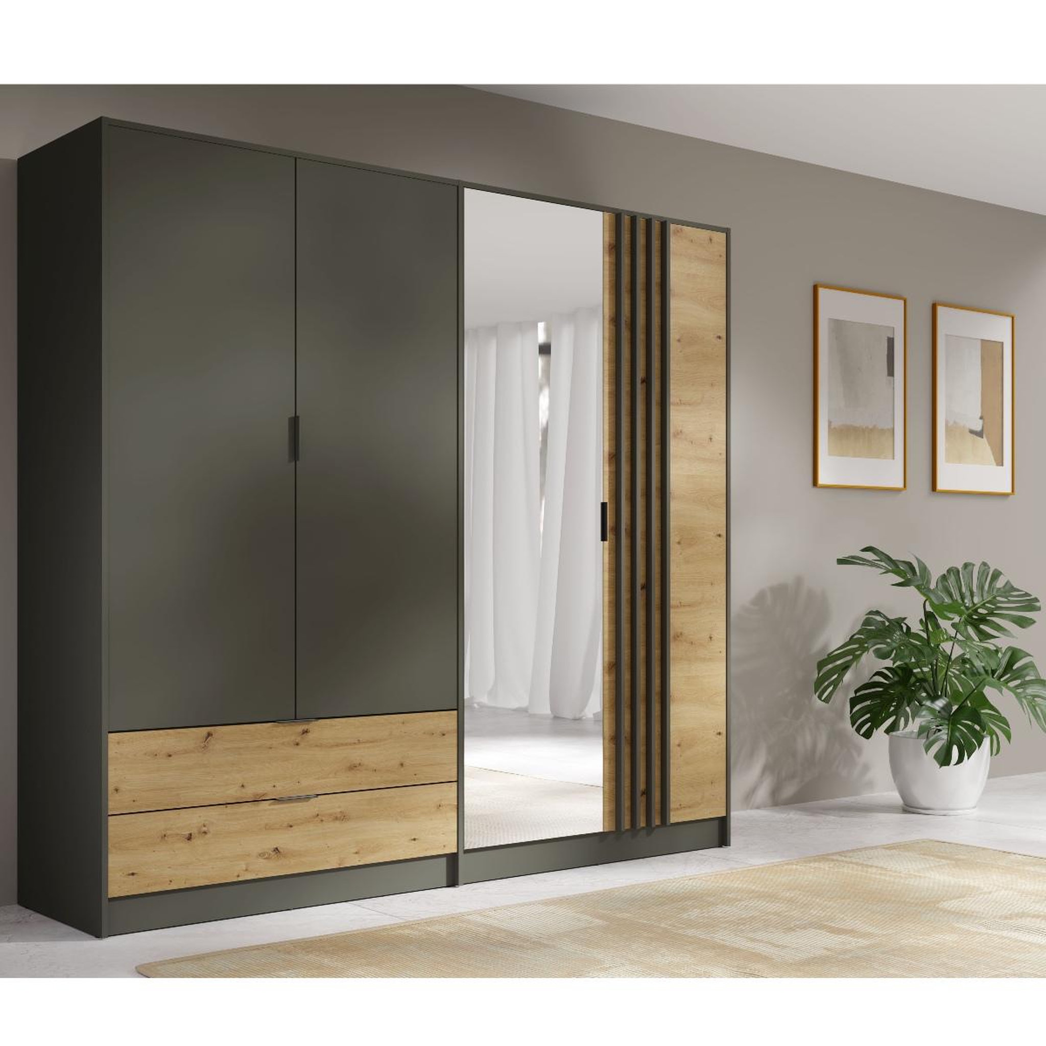 Voir la diapositive 3 : JLC KREATION Armoire adulte moderne avec miroir 220cm murano
