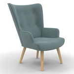ID MARKET Fauteuil scandinave IVAR en tissu vert eucalyptus