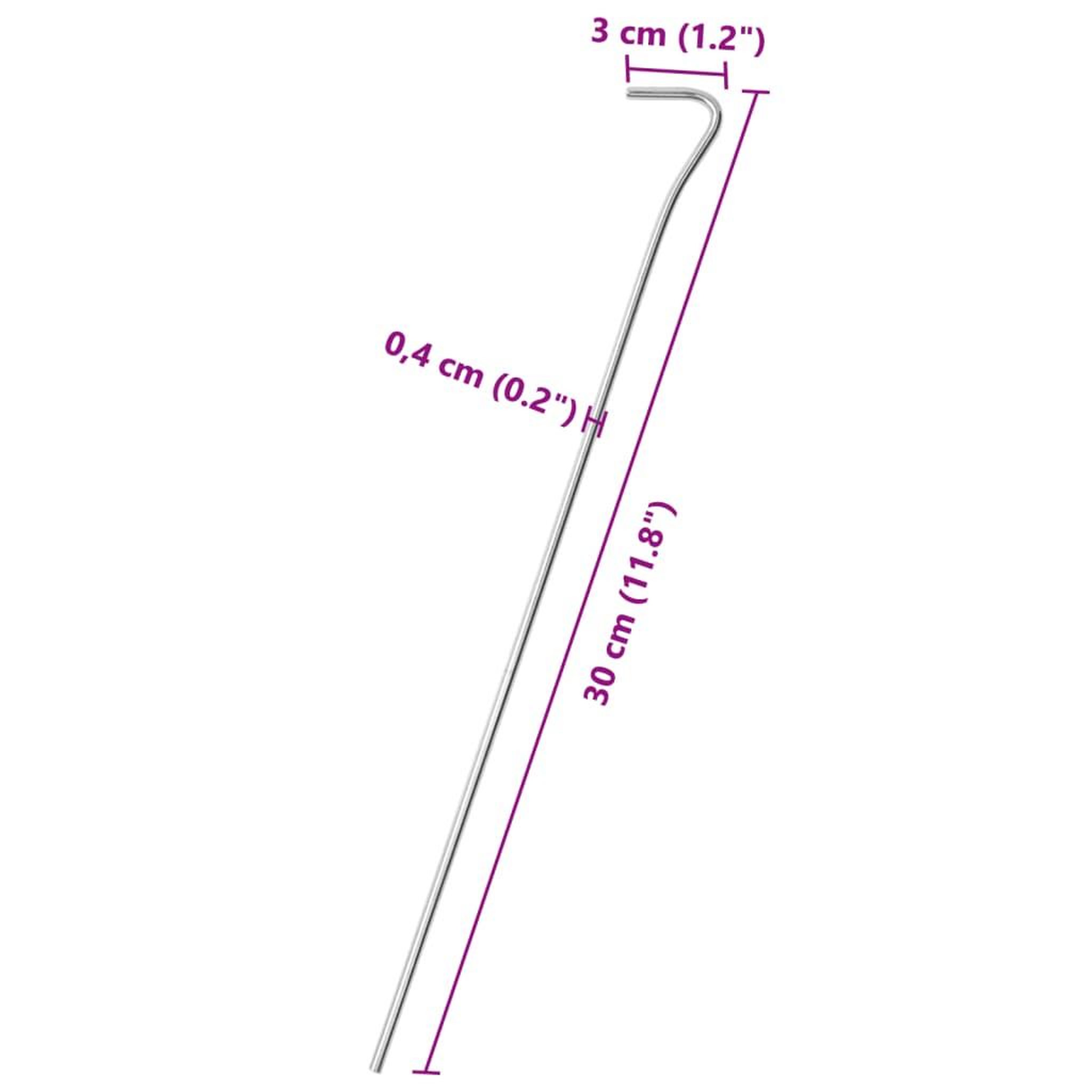 Voir la diapositive 6 : VIDAXL Piquets de tente 25 pcs 30 cm Ø4 mm acier galvanise