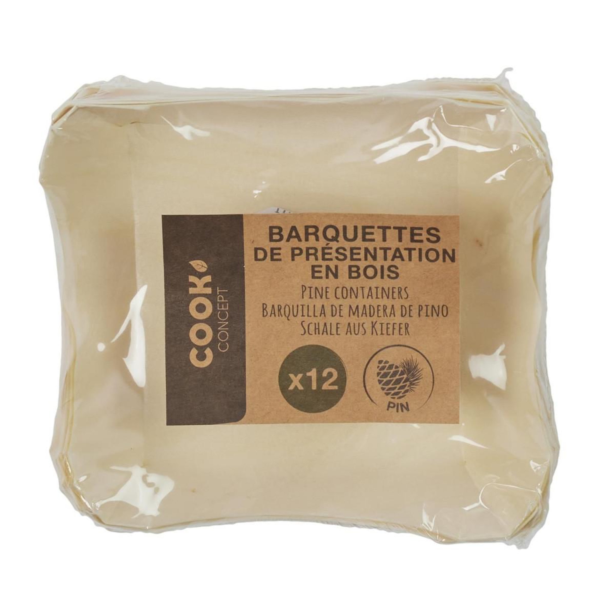 Voir la diapositive 3 : COOK CONCEPT Lot de 12 Barquettes en Pin  Ecolo  10cm Naturel