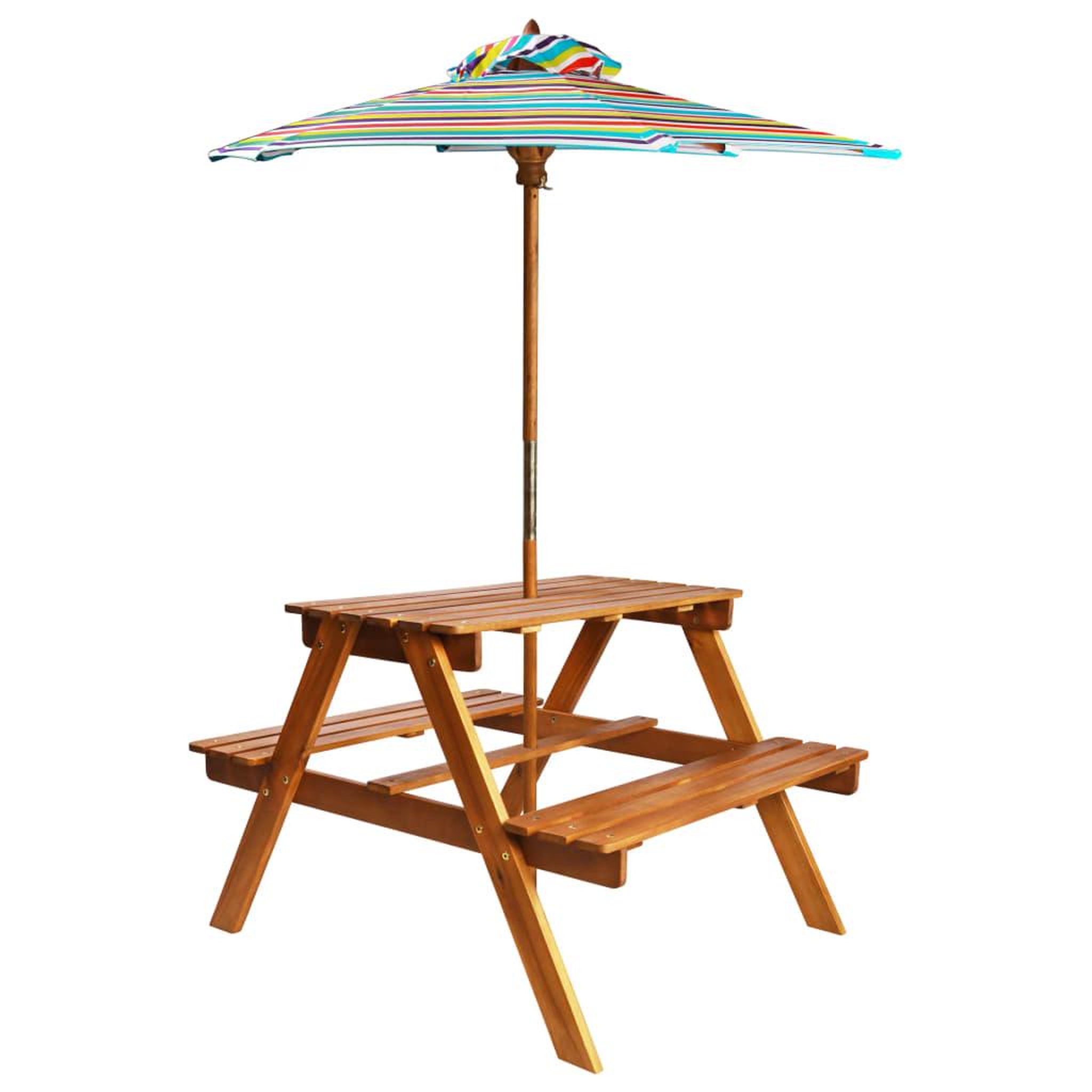 Voir la diapositive 1 : VIDAXL Table a pique-nique et parasol enfants 79x90x60cm Acacia solide