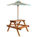 VIDAXL Table a pique-nique et parasol enfants 79x90x60cm Acacia solide