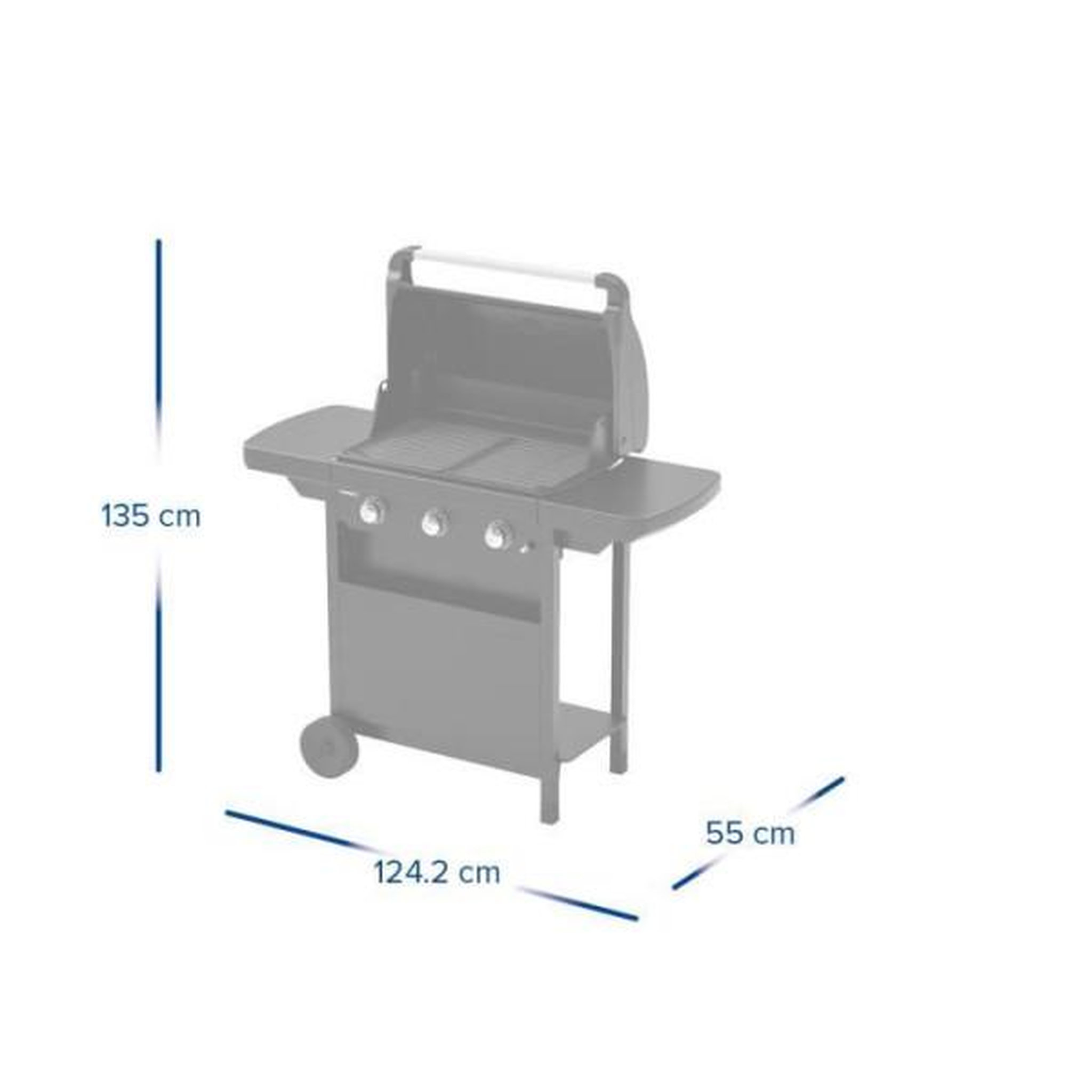 Voir la diapositive 3 : AAAAA CAMPING GAZ - Barbecue gaz CLASS 3L COMPACT 3 brûleurs en acier - Surface de cuisson 60x35 cm - L 124 x P 55 x H 109 cm