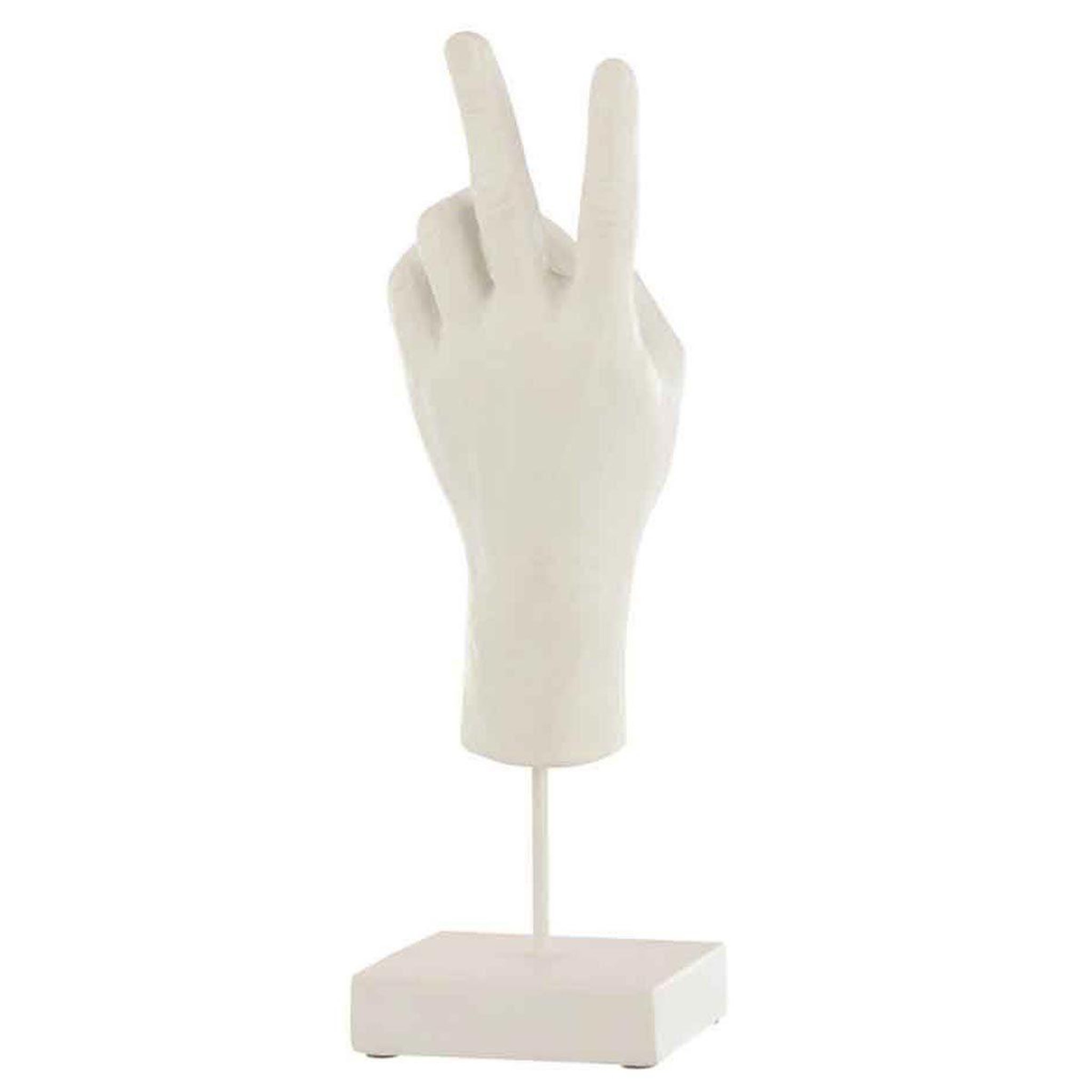 Voir la diapositive 1 : J-LINE Statuette Déco  Main sur Pied  35cm Blanc