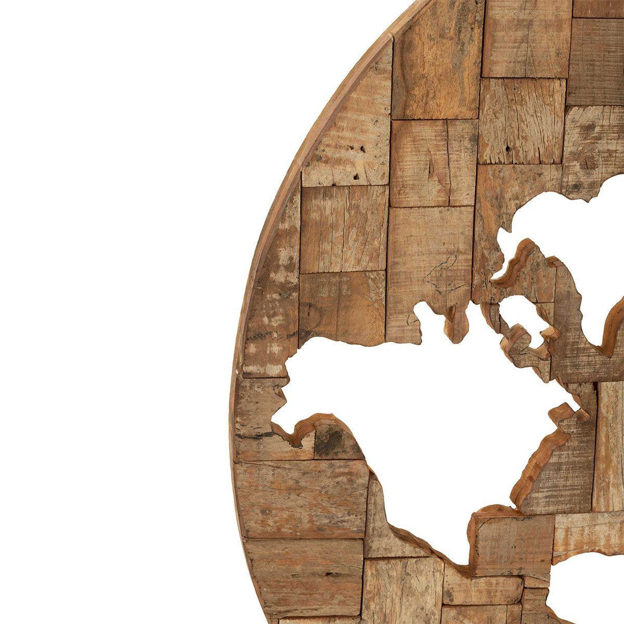 Voir la diapositive 2 : J-LINE Décoration murale en bois  carte du monde  100cm naturel