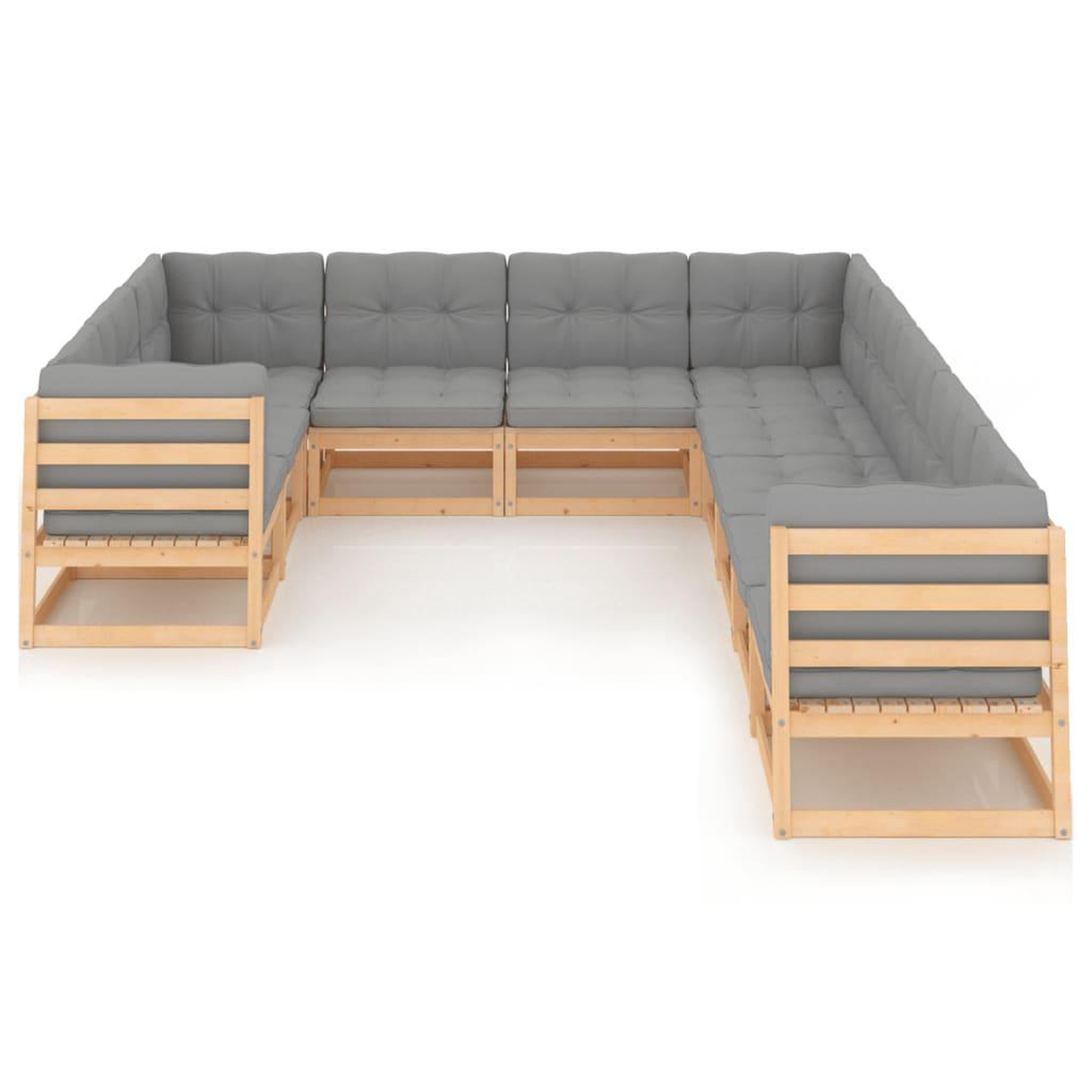 Voir la diapositive 2 : VIDAXL Salon de jardin 10 pcs avec coussins Bois de pin massif