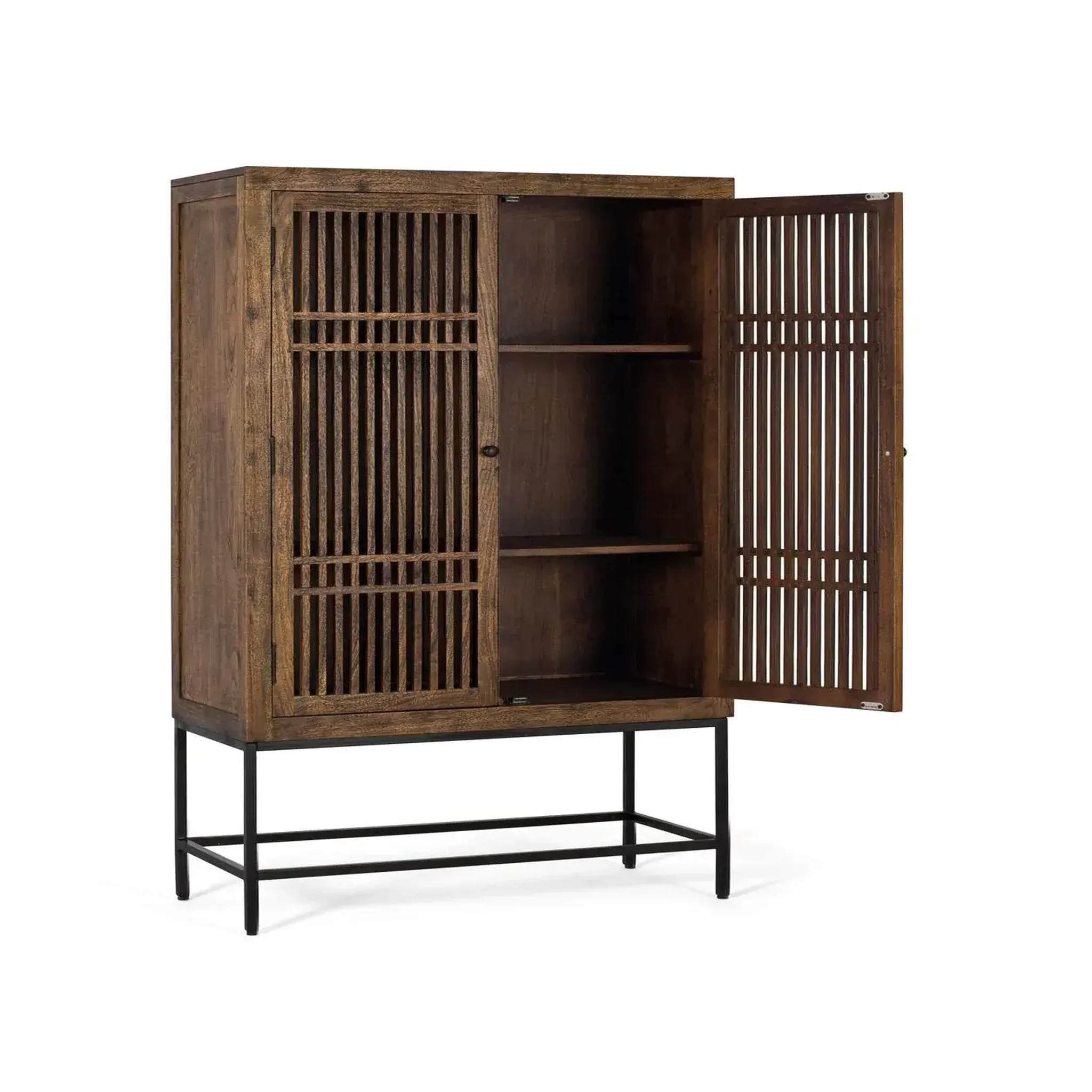 Voir la diapositive 4 : GINER Y COLOMER SL Armoire en bois d'acacia 100cm style industriel avec inspiration orientale