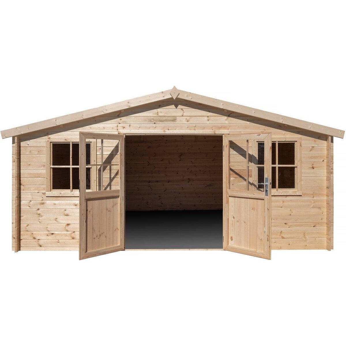Habitat et Jardin Abri de jardin bois  Alex  - 20.20 m² - 4.80 x 4.00 x 2.39 m - 28 mm