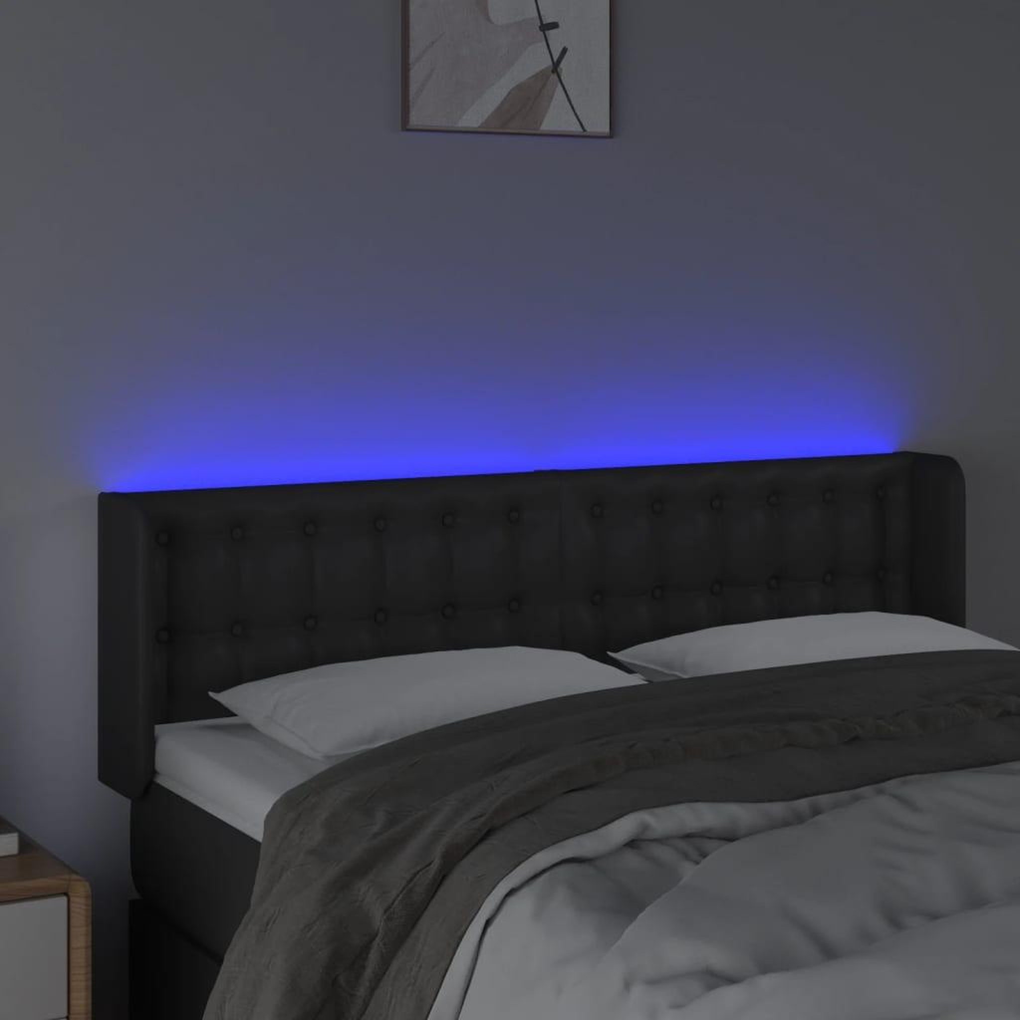 Voir la diapositive 4 : VIDAXL Tete de lit a LED Noir 147x16x78/88 cm Similicuir