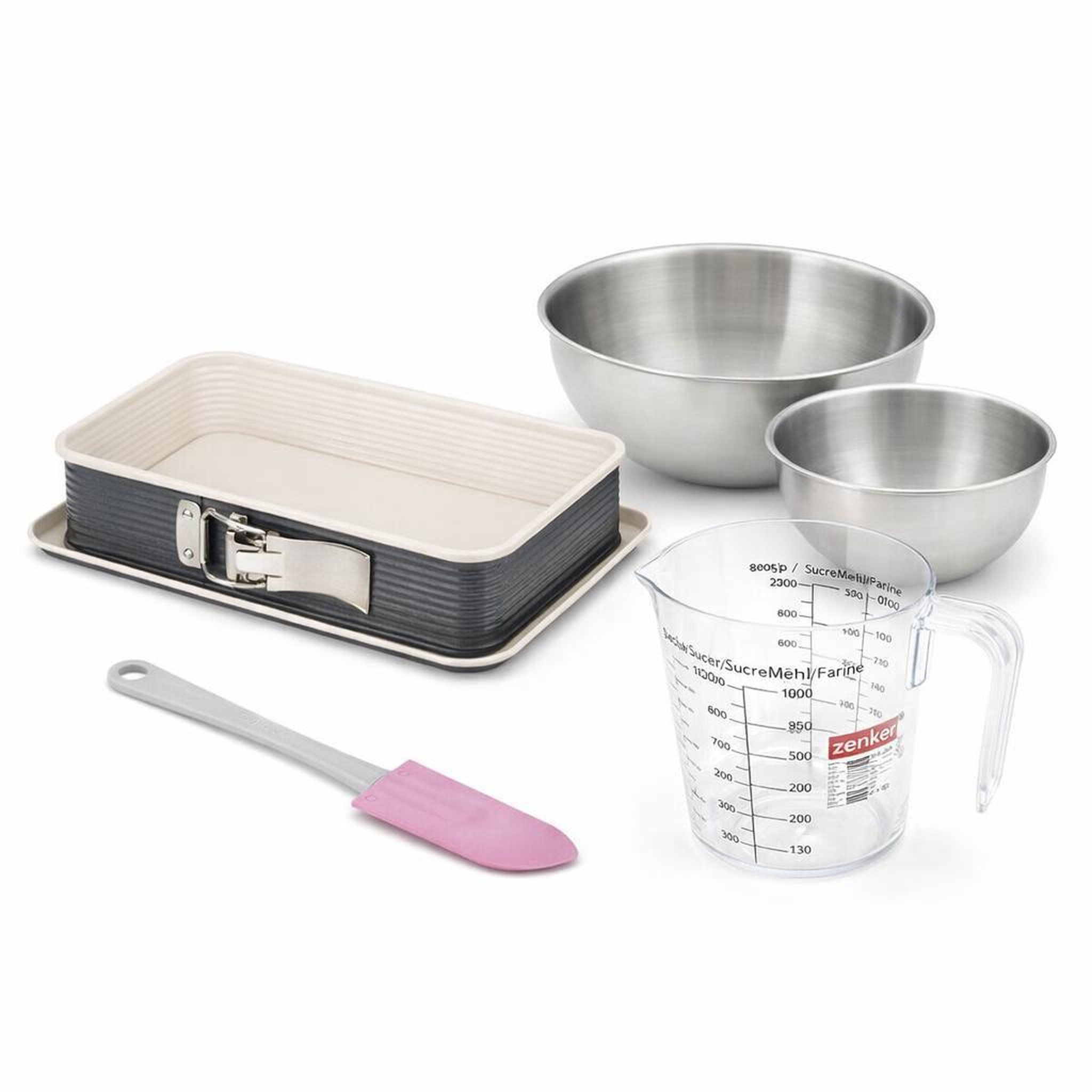 ZENKER Set de 5 ustensiles de pâtisserie moule à gâteaux bol spatule pâtisserie et verre doseur zenker smart pastry