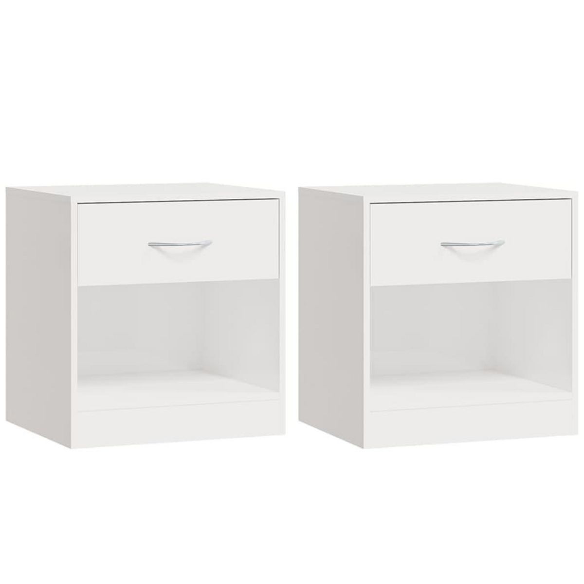 VIDAXL Tables de chevet 2 pcs avec tiroir Blanc brillant
