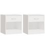 Voir la diapositive 2 : VIDAXL Tables de chevet 2 pcs avec tiroir Blanc brillant