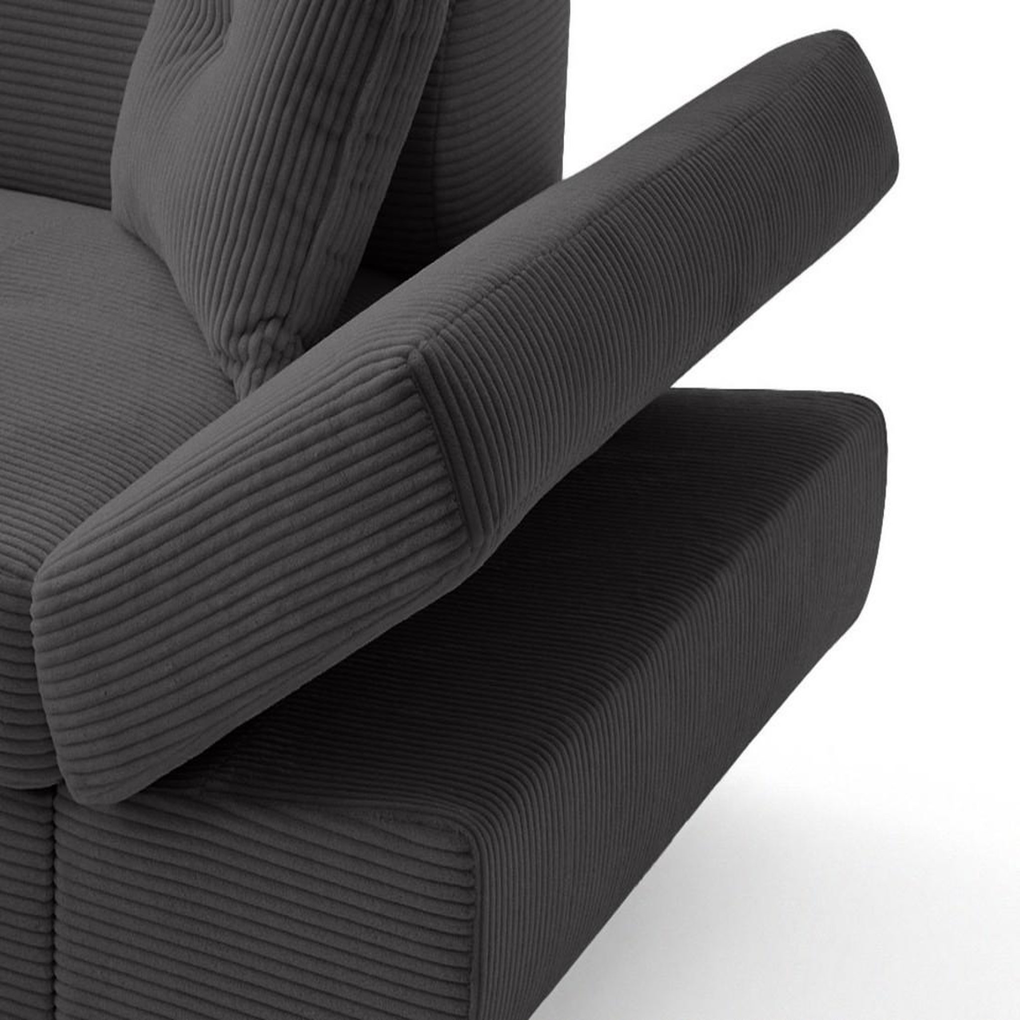 Voir la diapositive 4 : BEST MOBILIER Lisbona - canapé d'angle gauche 5 places convertible avec têtières en velours côtelé