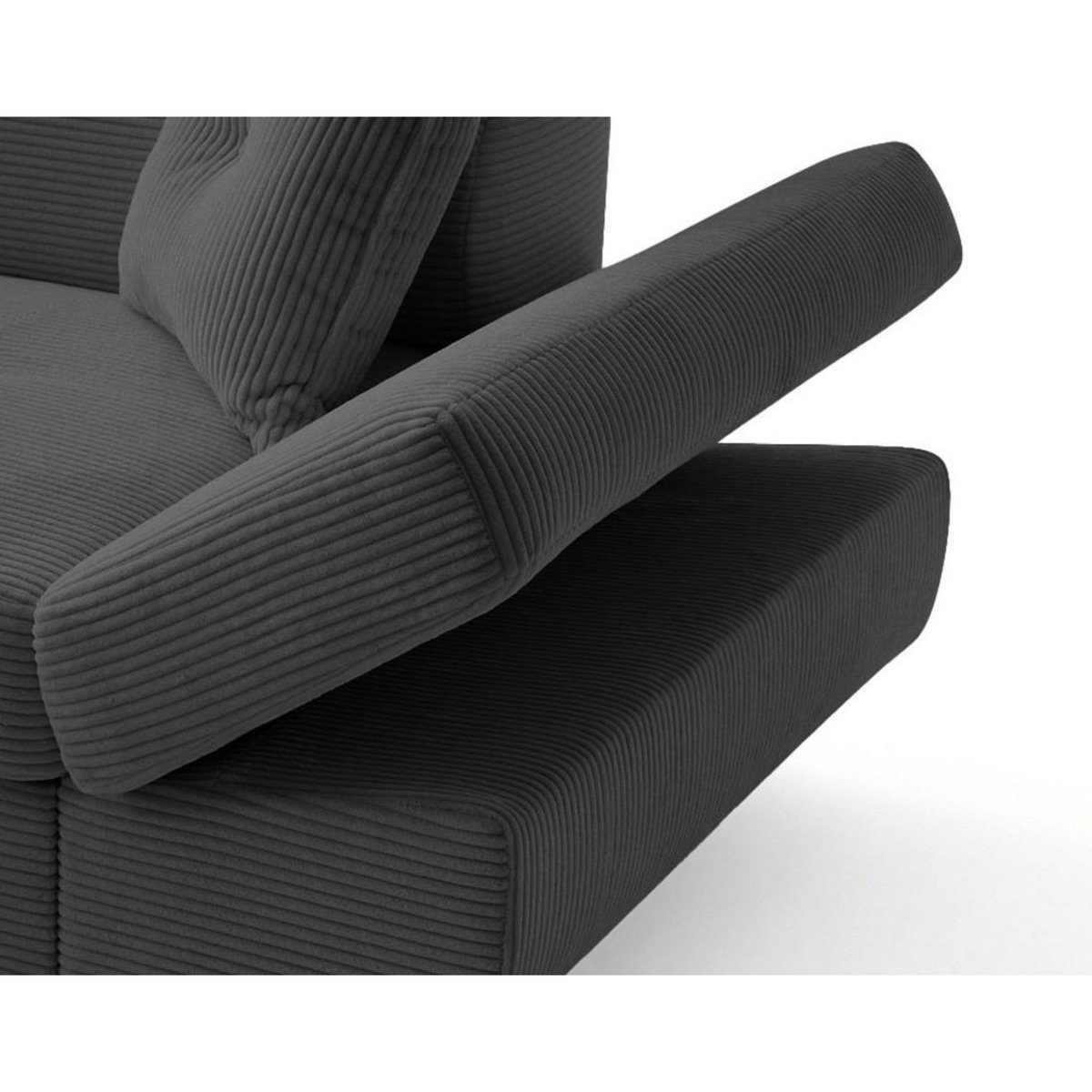 BEST MOBILIER Lisbona - canapé d'angle gauche 5 places convertible avec têtières en velours côtelé