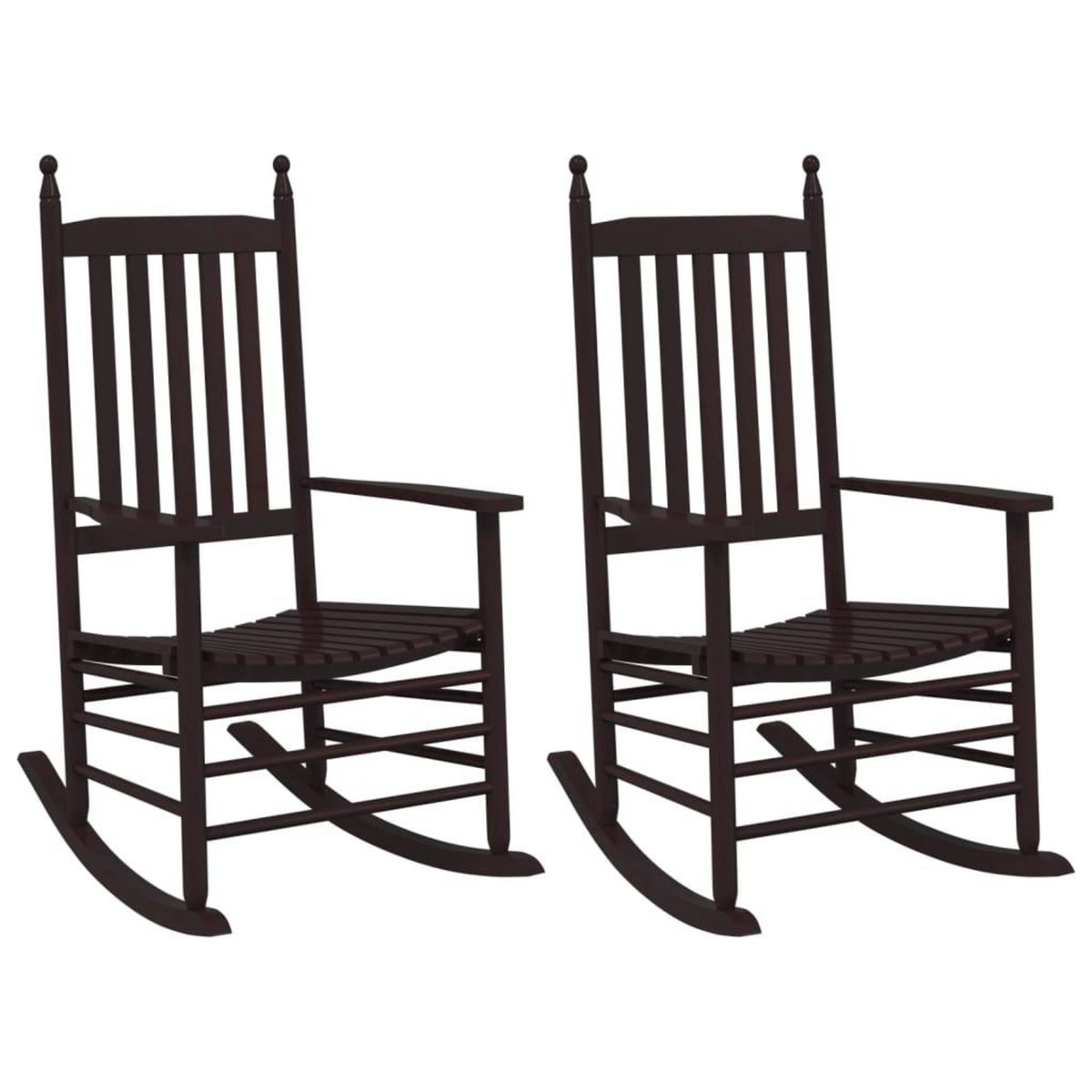 VIDAXL Chaises a bascule sieges incurves lot de 2 brun peuplier massif