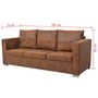 Voir la diapositive 6 : VIDAXL Canape a 3 places 191 x 73 x 82 cm Cuir daim artificiel