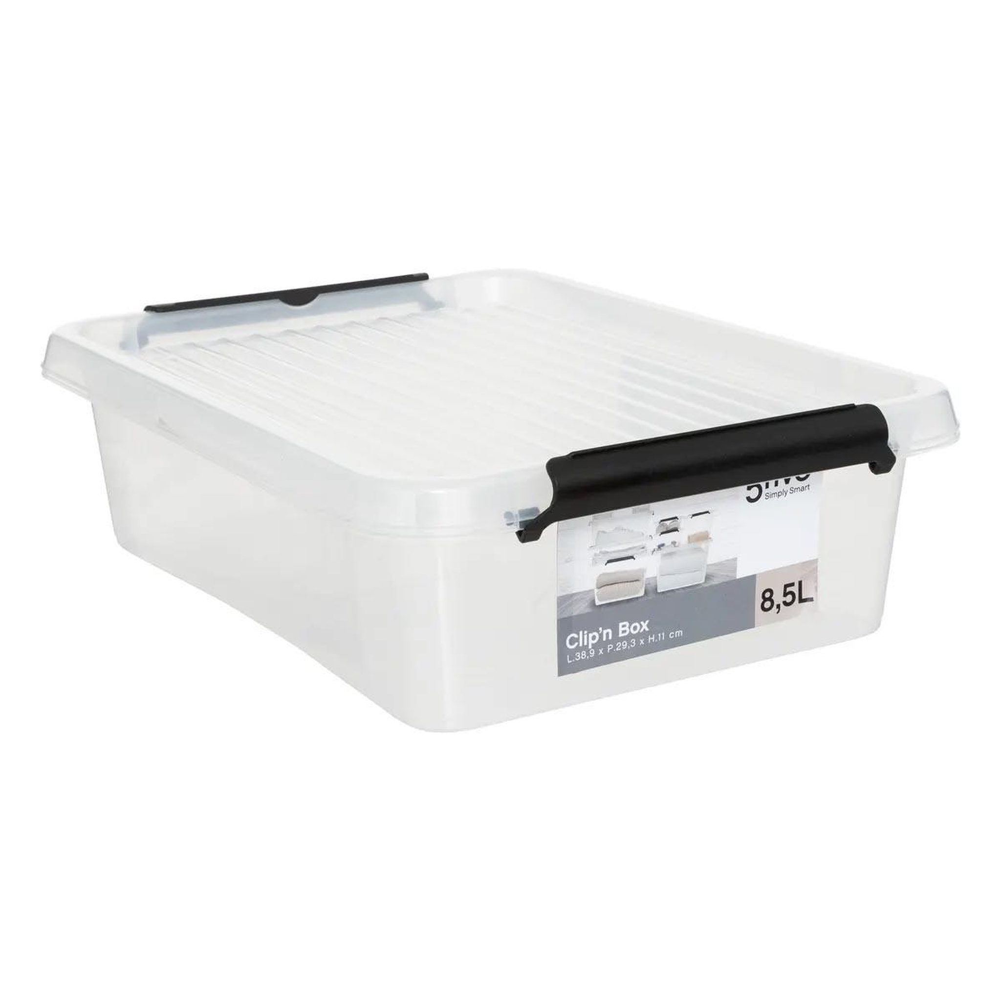Voir la diapositive 5 : FIVE Boîte de rangement  clip  8,5l transparent