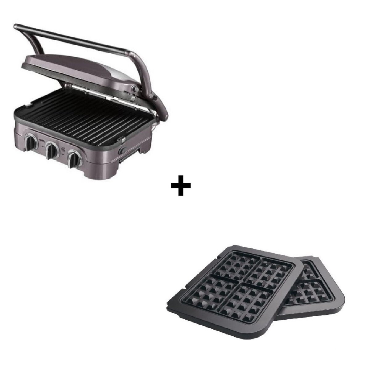 Cuisinart Pack grill viande GR40E + plaques gaufres GR030E compatible