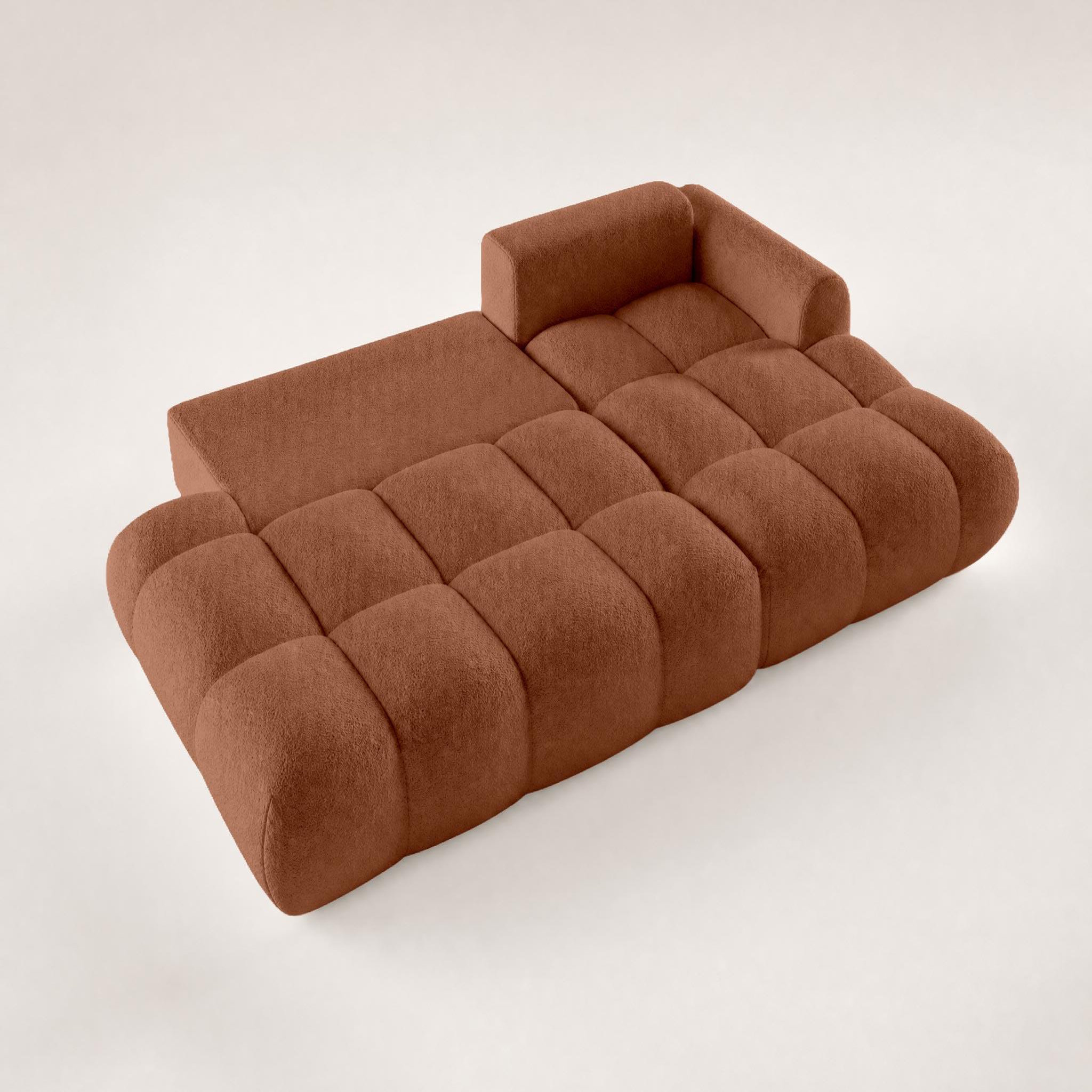 Voir la diapositive 4 : BEST MOBILIER Yulin - canapé d'angle ouvert droit 4 places convertible avec coffre en tissu bouclette