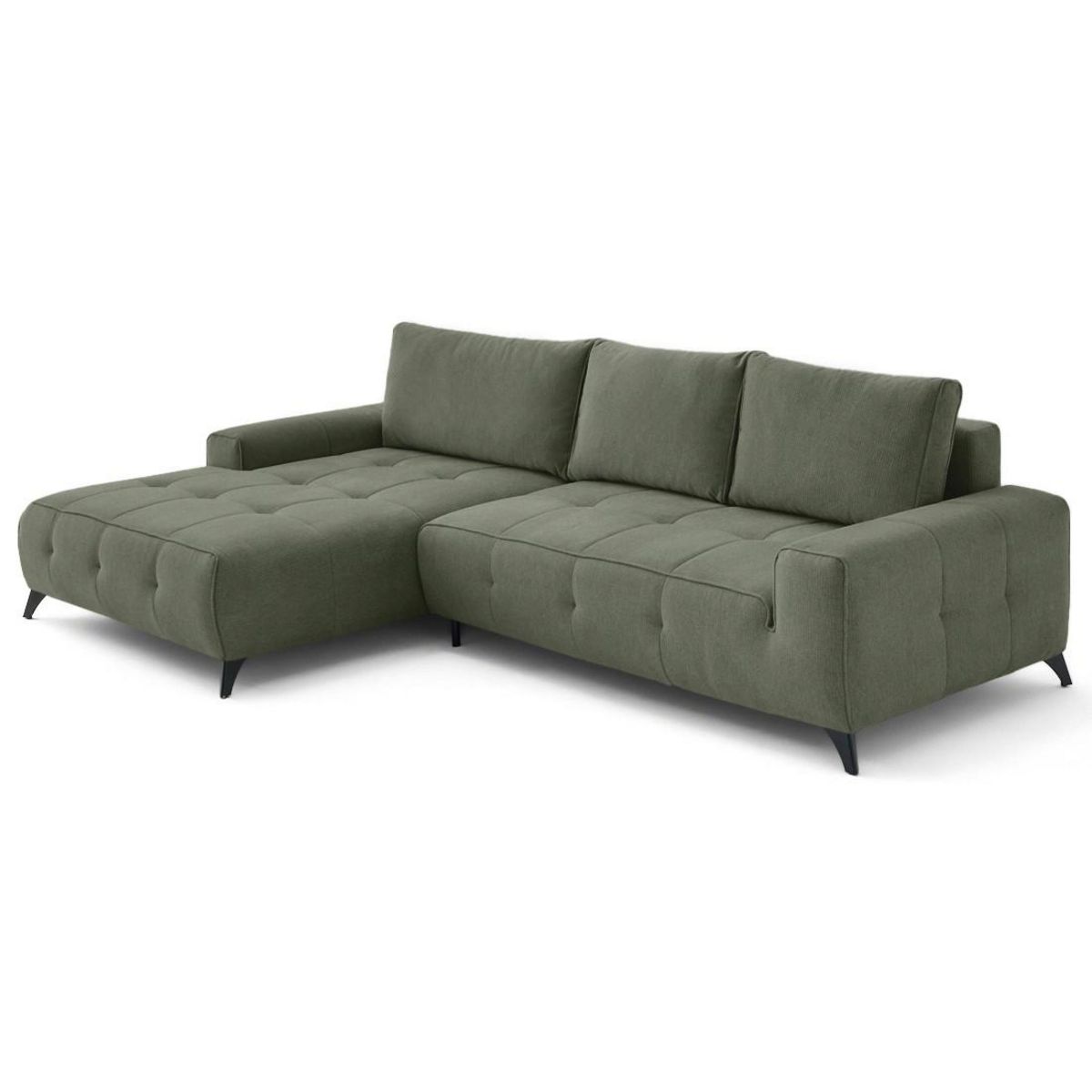 BEST MOBILIER Rimini - canapé d'angle gauche 4 places convertible avec coffre en tissu texturé