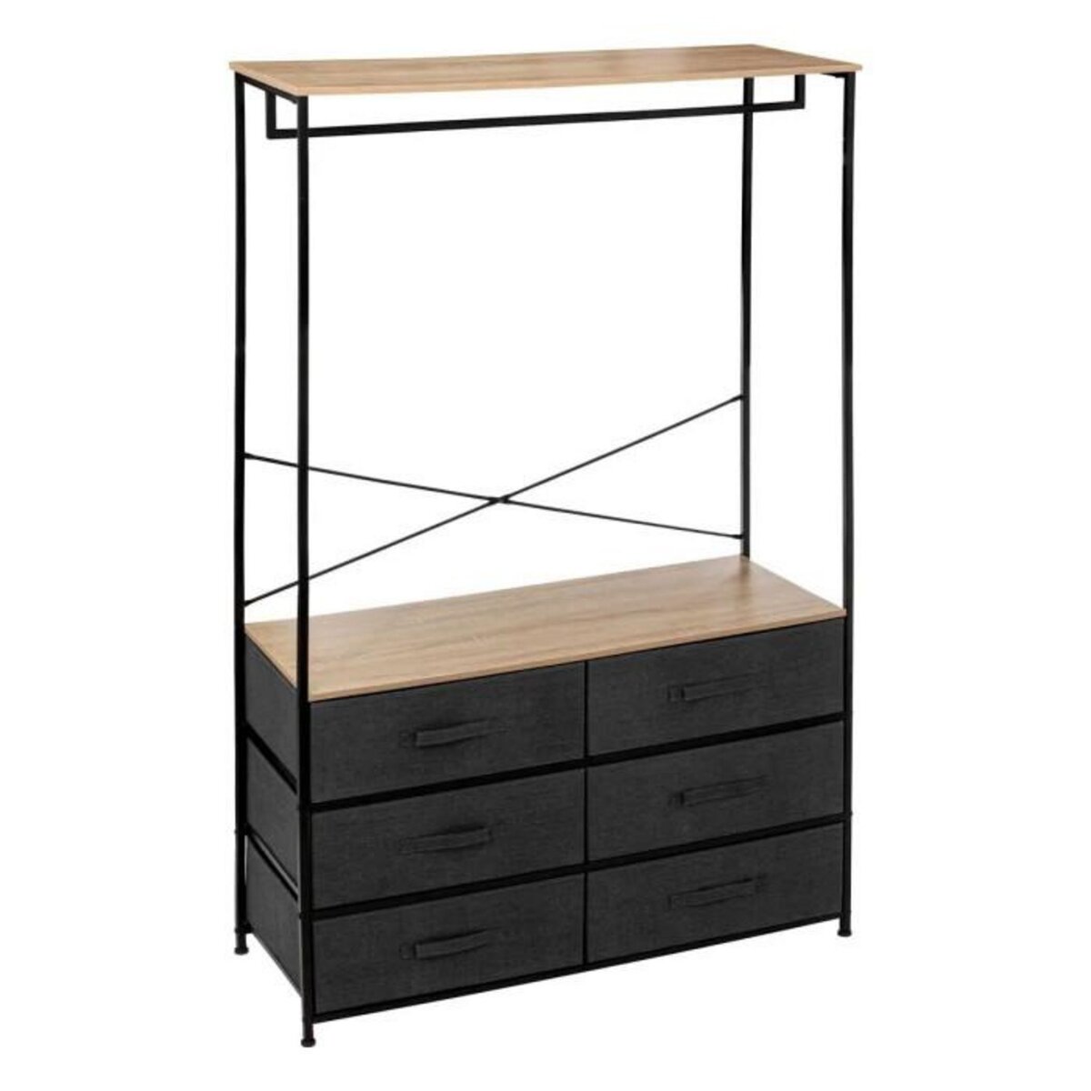 FIVE Dressing Penderie 6 Tiroirs  Tissa  167cm Gris Foncé