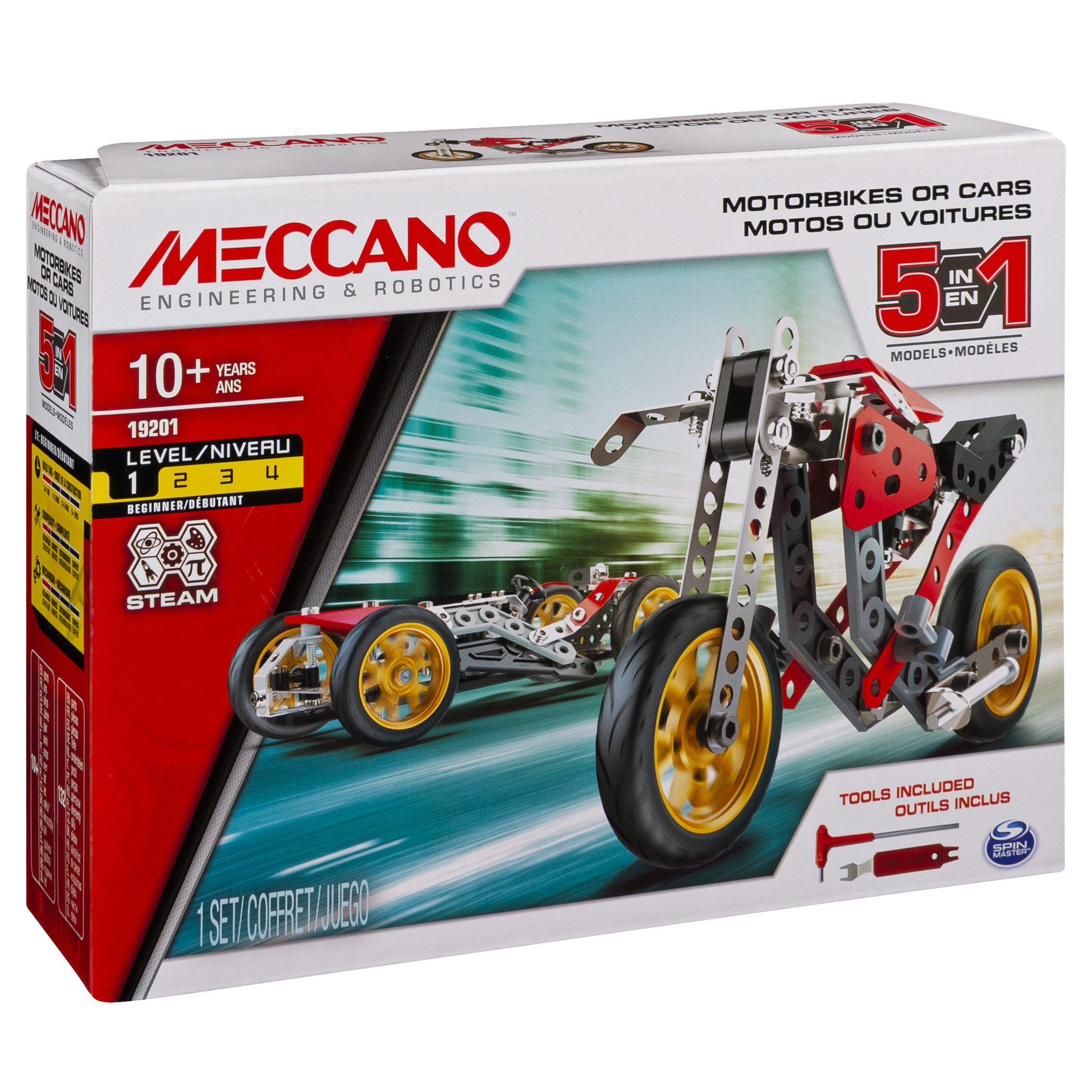 Voir la diapositive 1 : SPIN MASTER Jeu de construction Voiture et Moto - 5 modèles Meccano