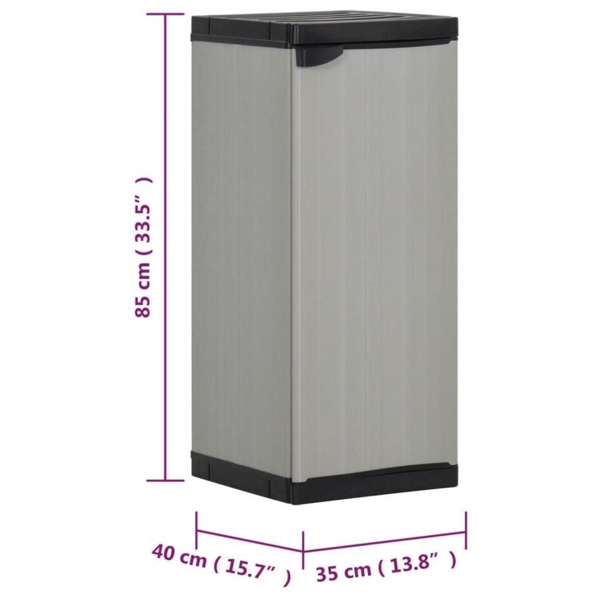 VIDAXL Armoire de rangement de jardin 1 etagere Gris/noir 35x40x85 cm