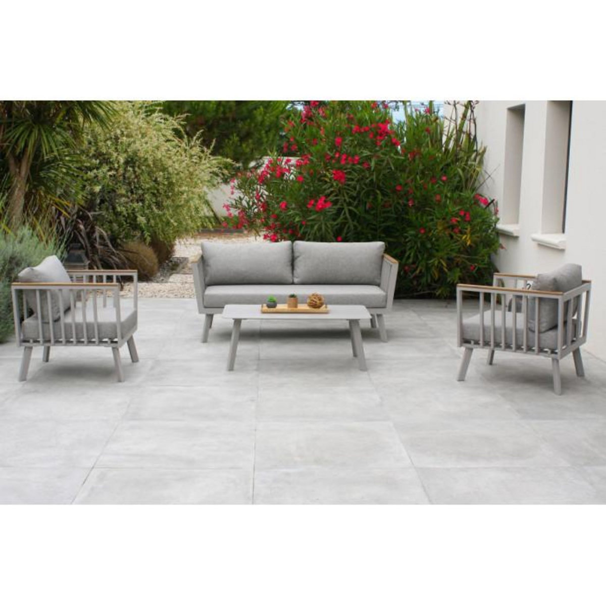 Paris Prix Salon de Jardin 5 Places  Napoli  175cm Gris