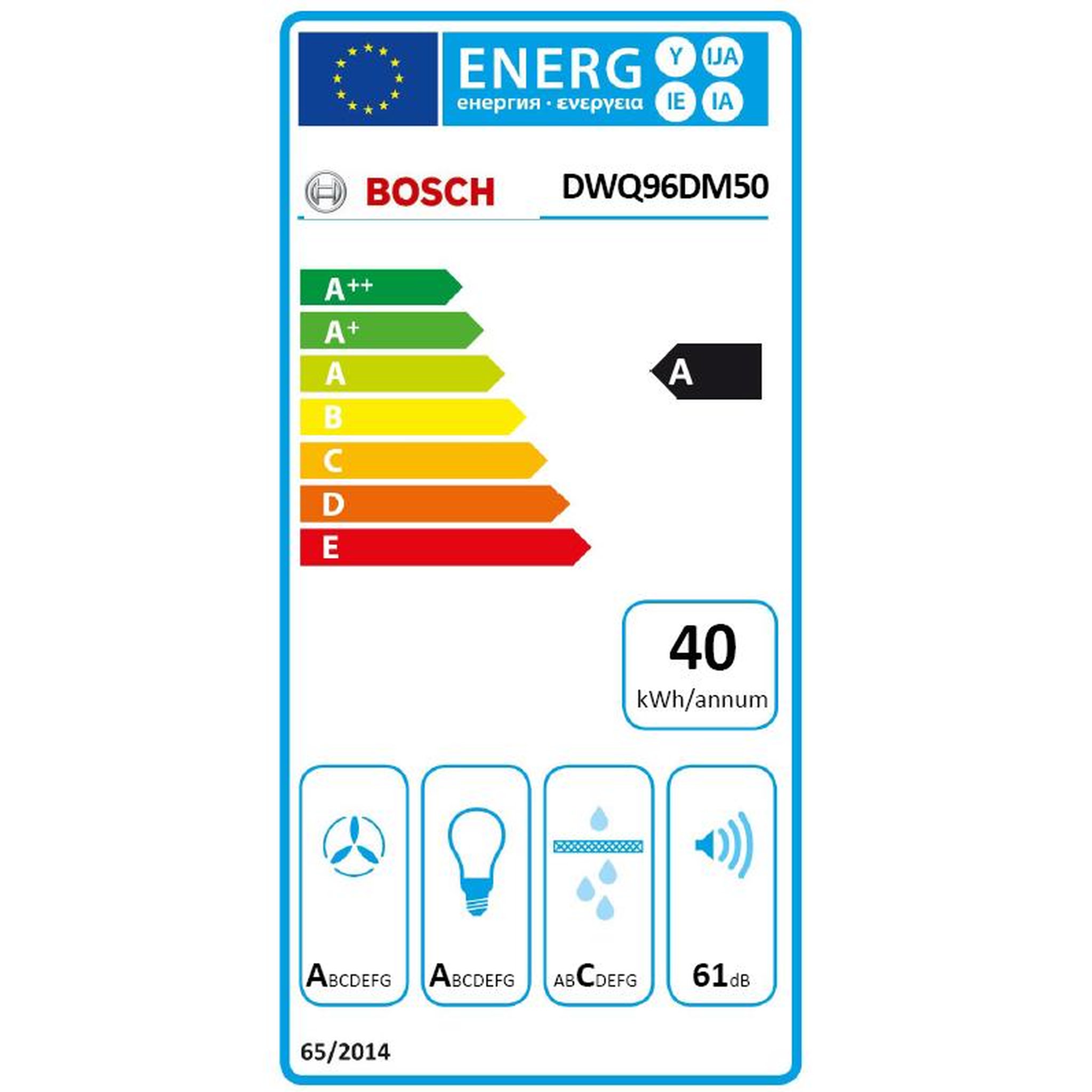 Voir la diapositive 2 : BOSCH Hotte décorative murale 90cm 610m3/h inox - dwq96dm50