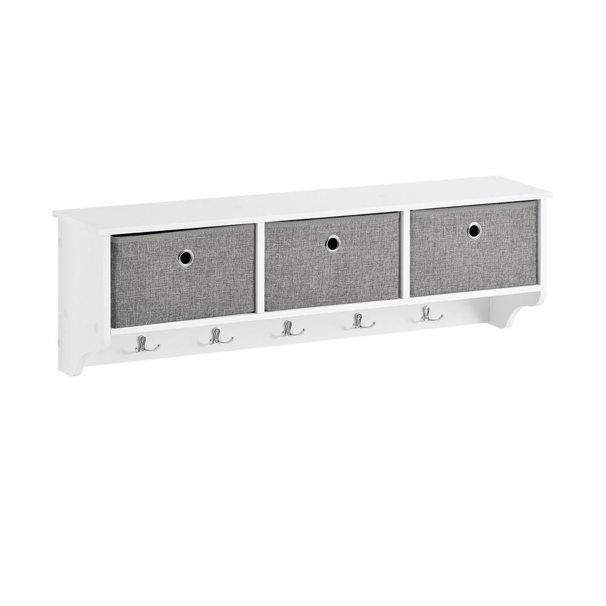 SOBUY SoBuy - Patère Murale avec 5 crochets et 3 paniers - Fonctionnel - FRG282. Coloris disponibles : Noir, Blanc, Gris