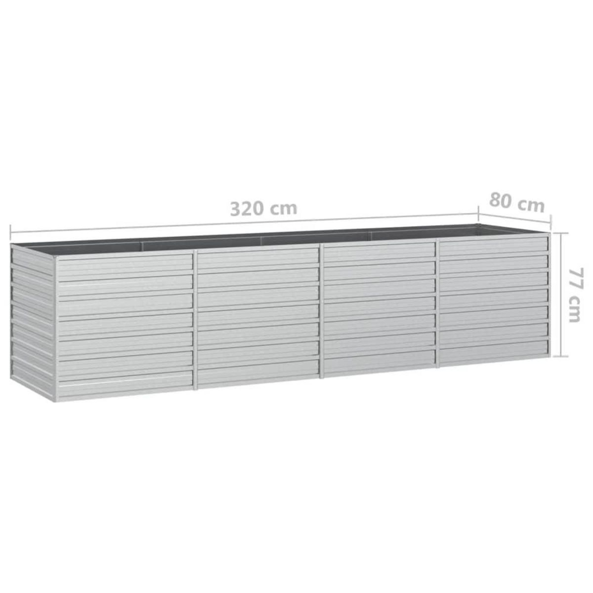 VIDAXL Lit sureleve de jardin 320x80x77 cm Acier galvanise Argente