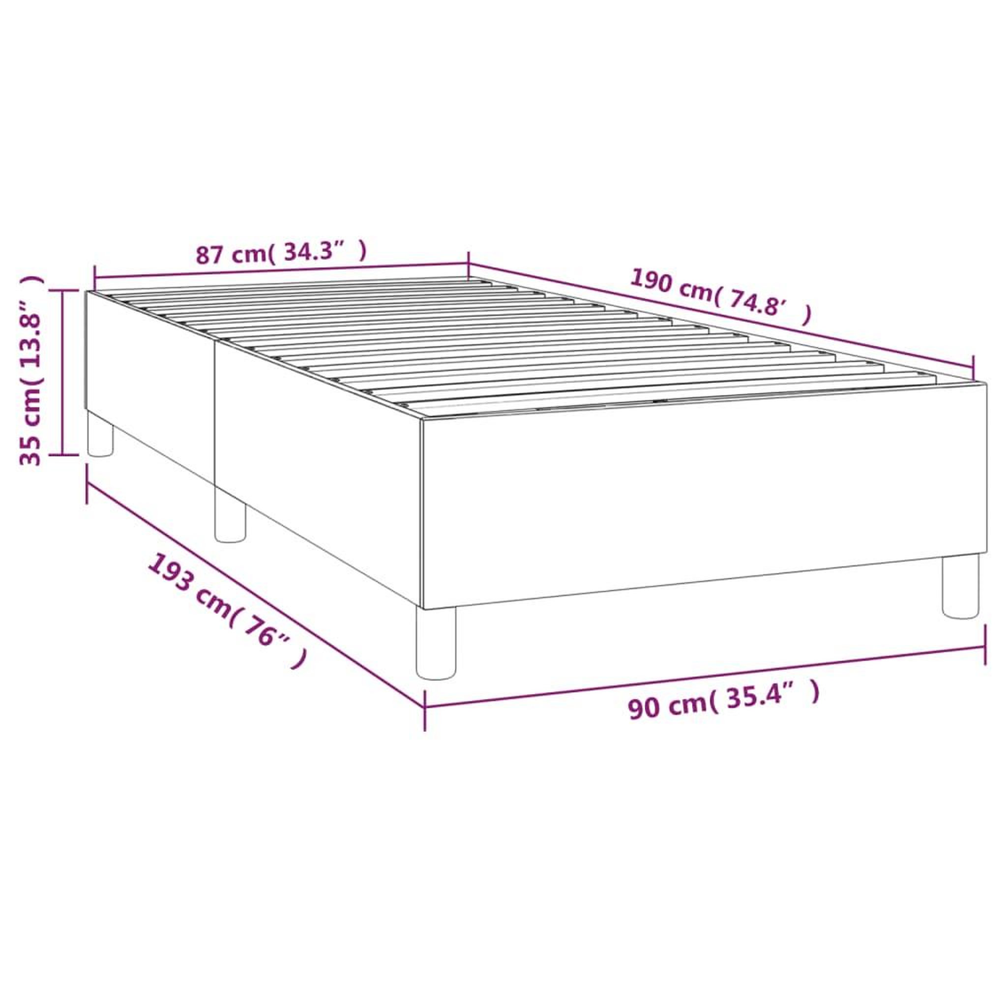 Voir la diapositive 6 : VIDAXL Cadre de lit sans matelas bleu 90x190 cm tissu