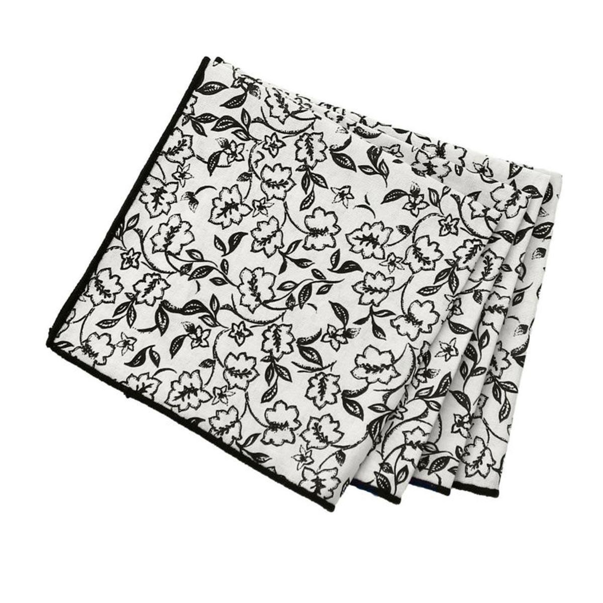 ENJOY HOME Lot de 4 serviettes de table  linette  40x40 écru & noir