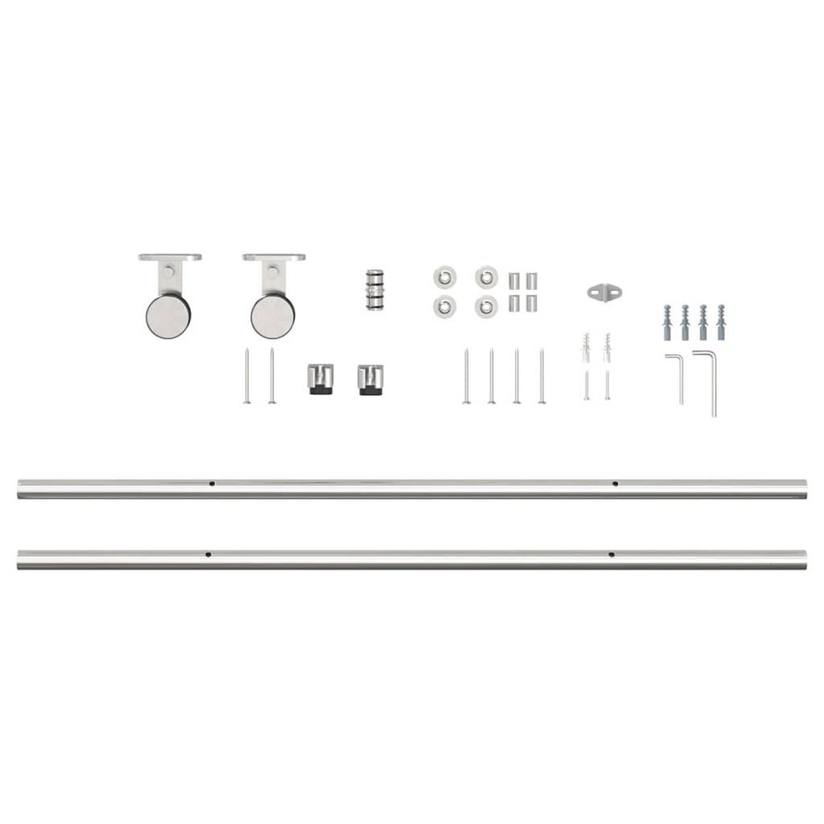 VIDAXL Kit fixation porte coulissante 200 cm Acier inoxydable Argente