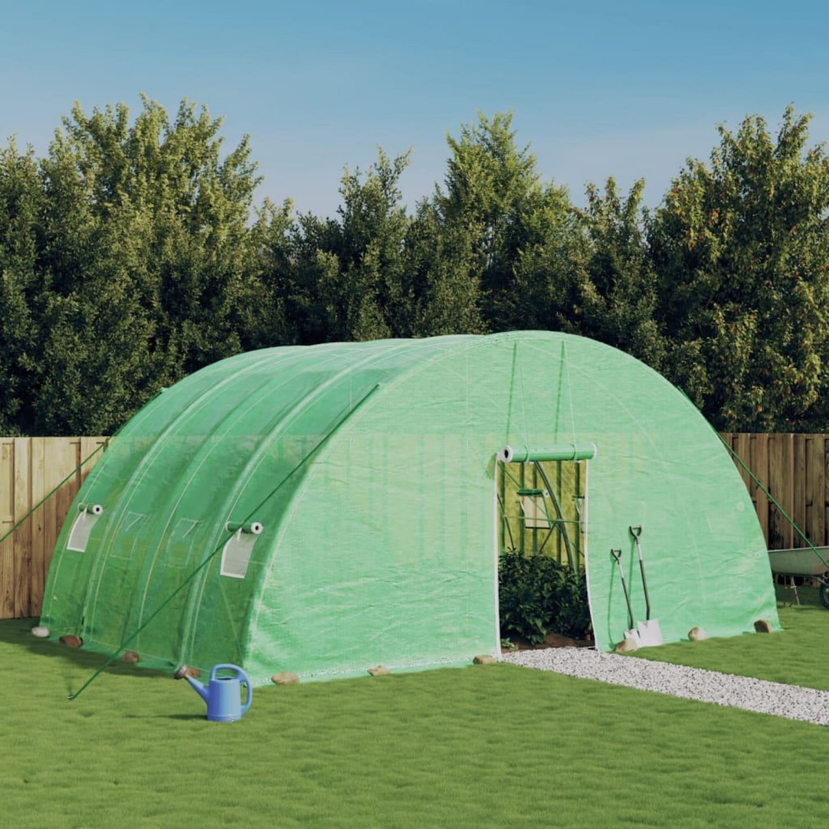 VIDAXL Serre avec cadre en acier vert 24 m^2 6x4x2,85 m